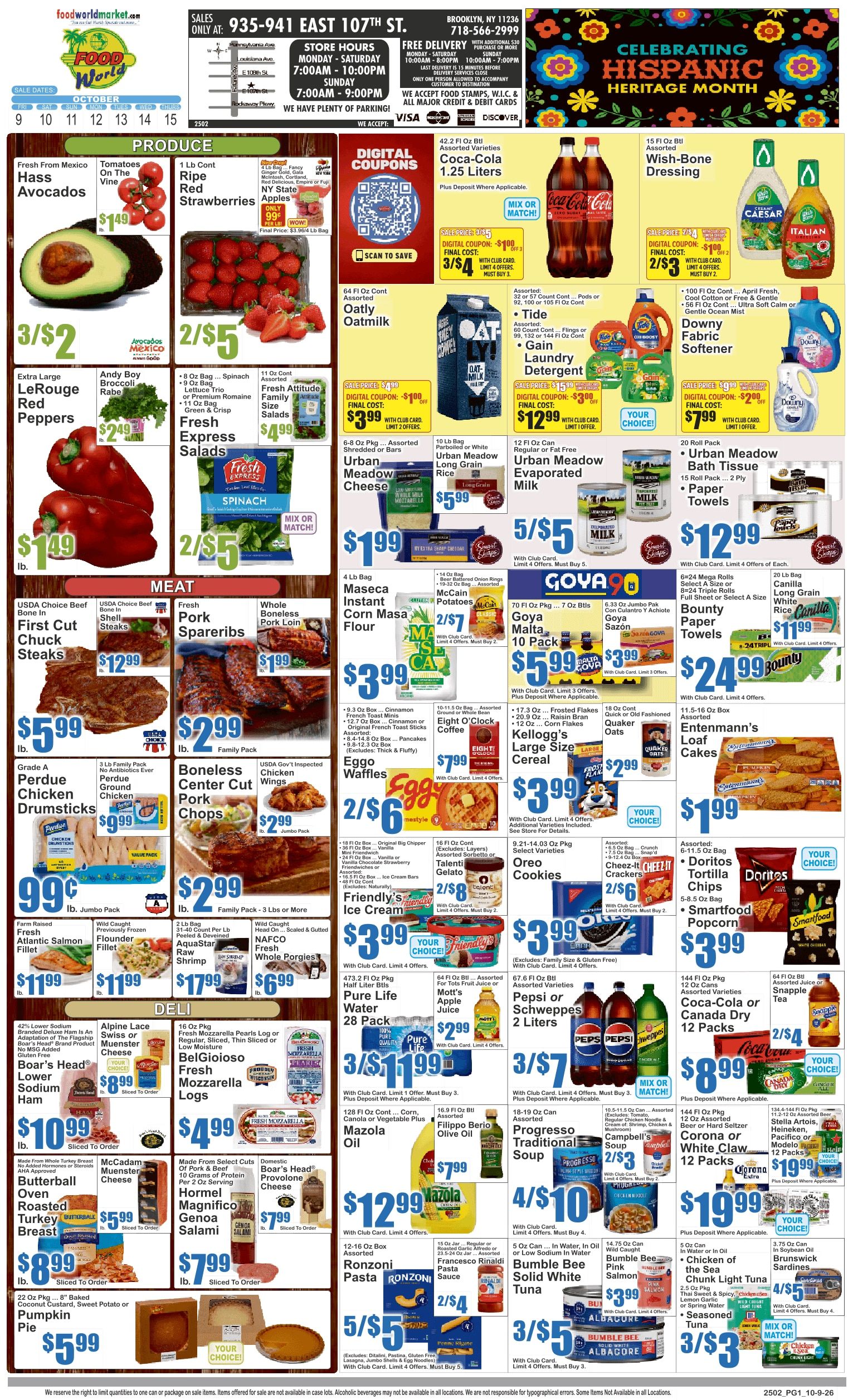 Food World Supermarket (935 East 107th Street, Brooklyn, NY) Key Food 10/09 - 10/15 Preview Weekly Ad October 9 - 15, 2026