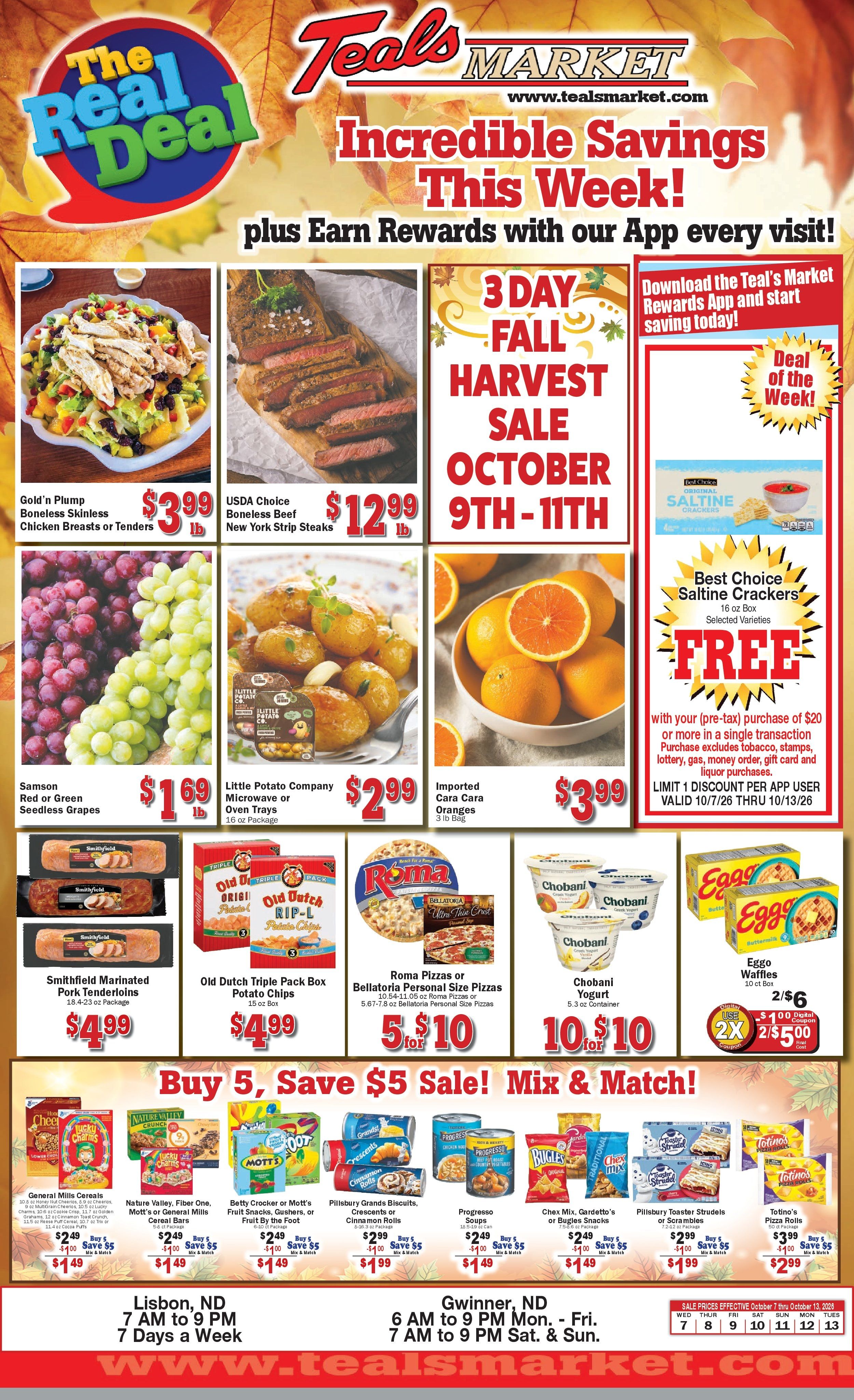 Teal's Market (North Dakota) Weekly Ad October 7 - 13, 2026