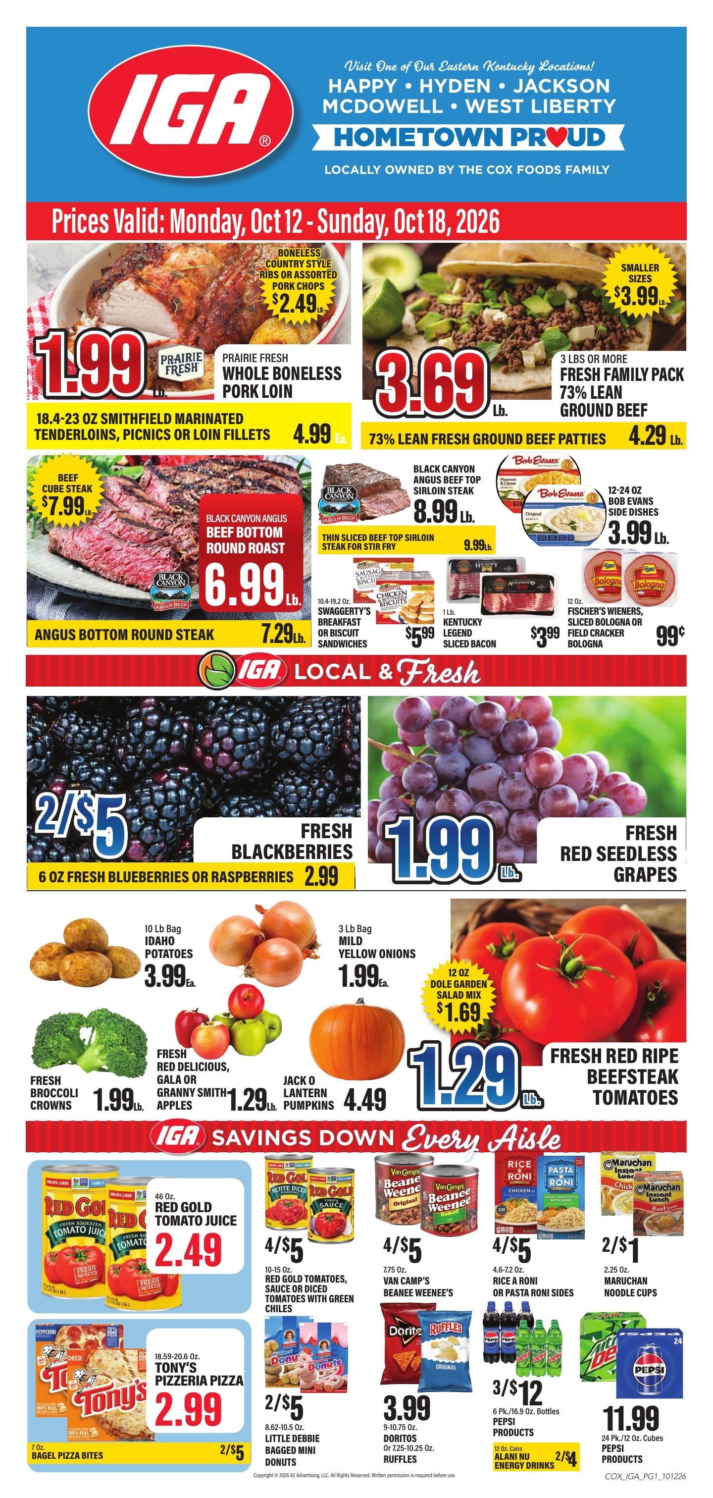 Cox Foods IGA Weekly Ad October 12 - 18, 2026