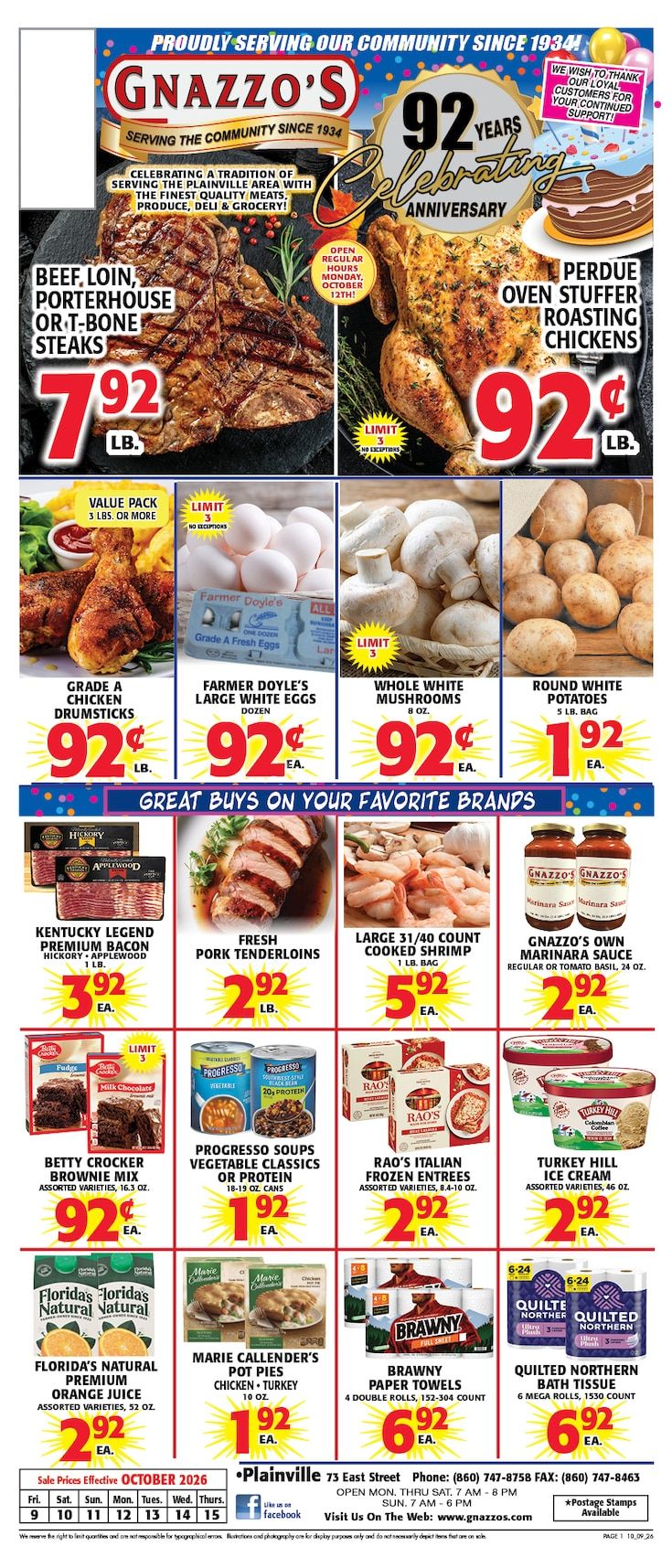 Gnazzo's Food Center Weekly Ad October 9 - 15, 2026