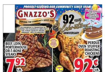 Gnazzo's Food Center Weekly Ad October 9 - 15, 2026