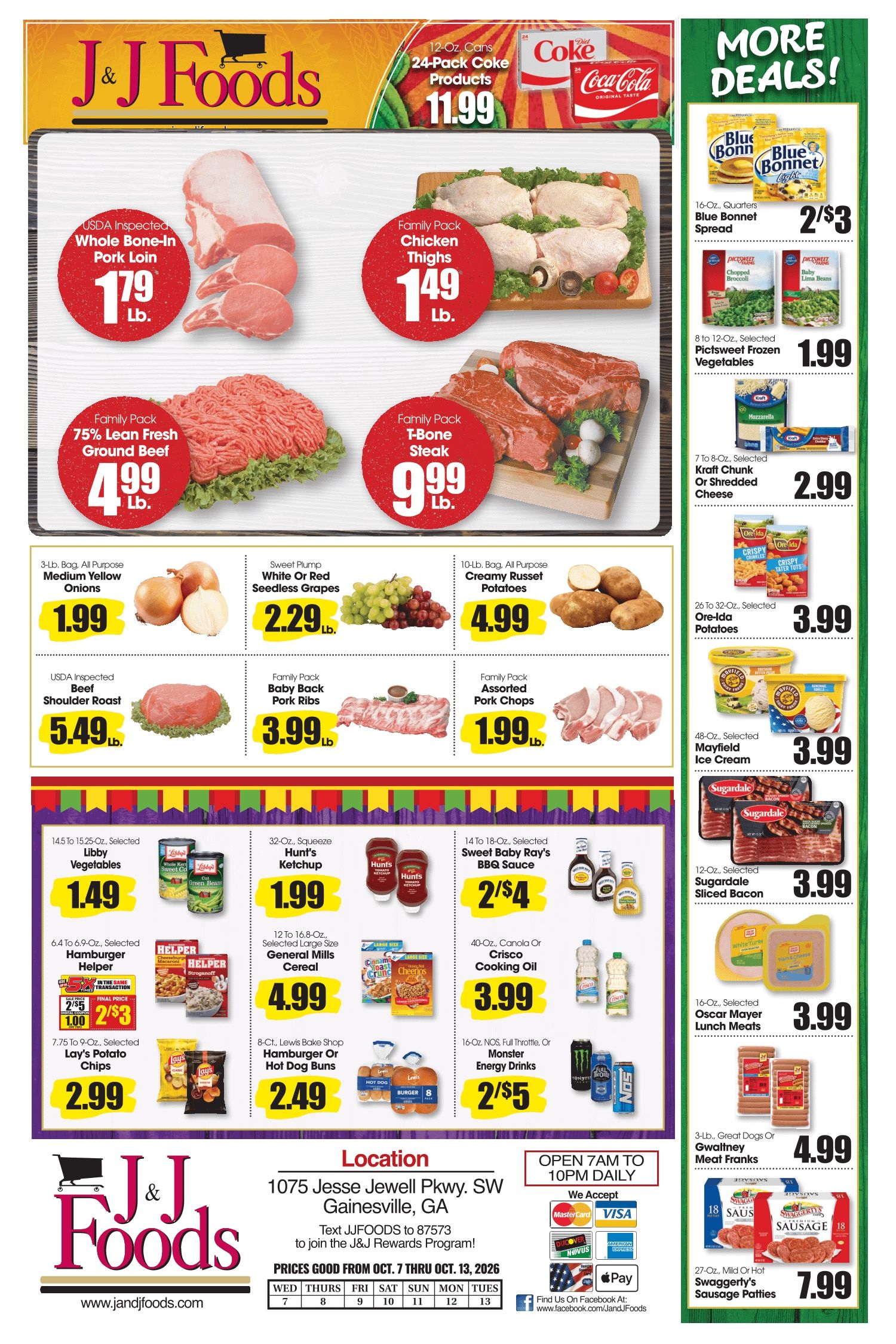 J&J Foods (1075 JESSE JEWELL PKWY SW, Gainesville, GA) Weekly Ad October 7 - 13, 2026