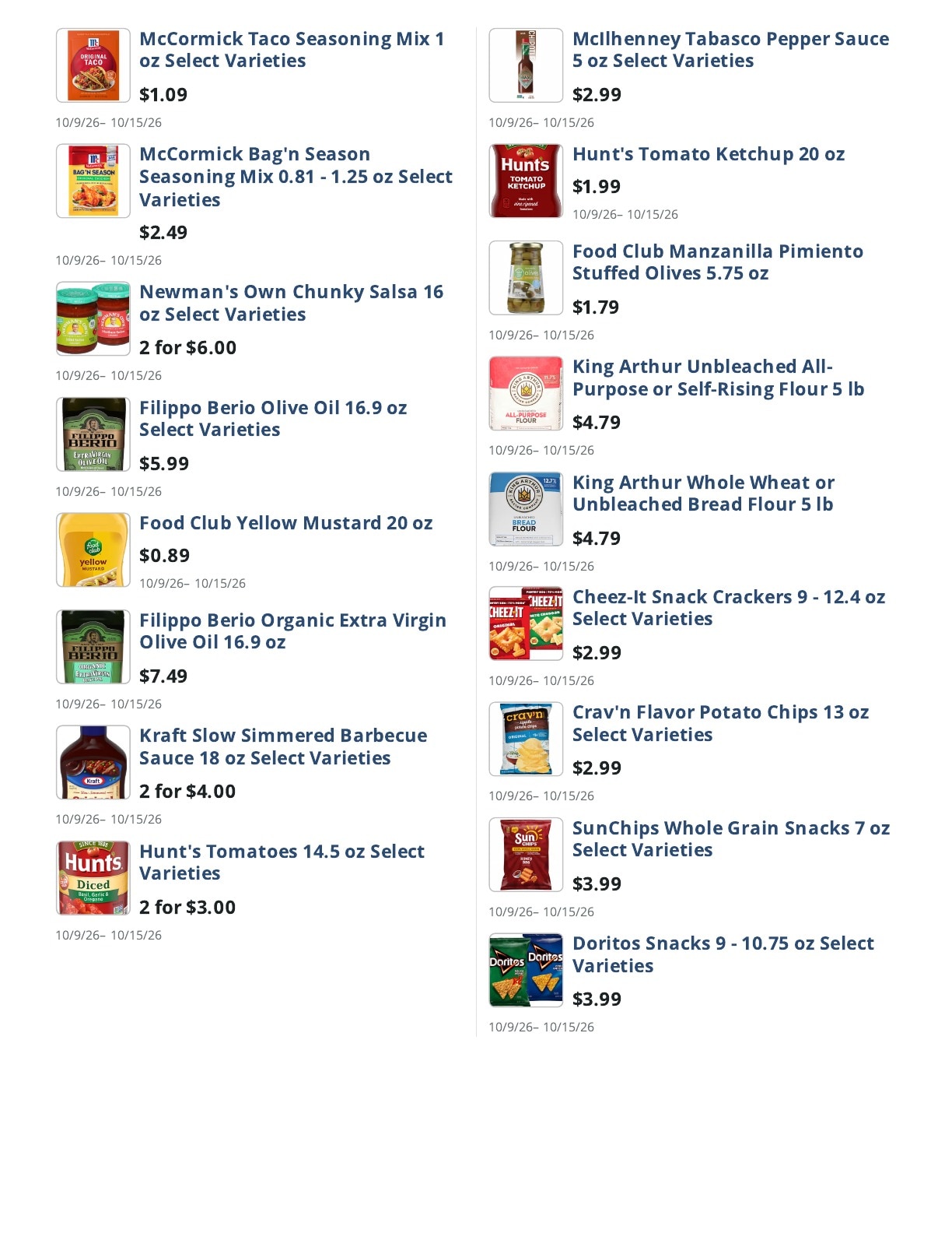 Main Street Grocery Weekly Ad October 9 - 15, 2026