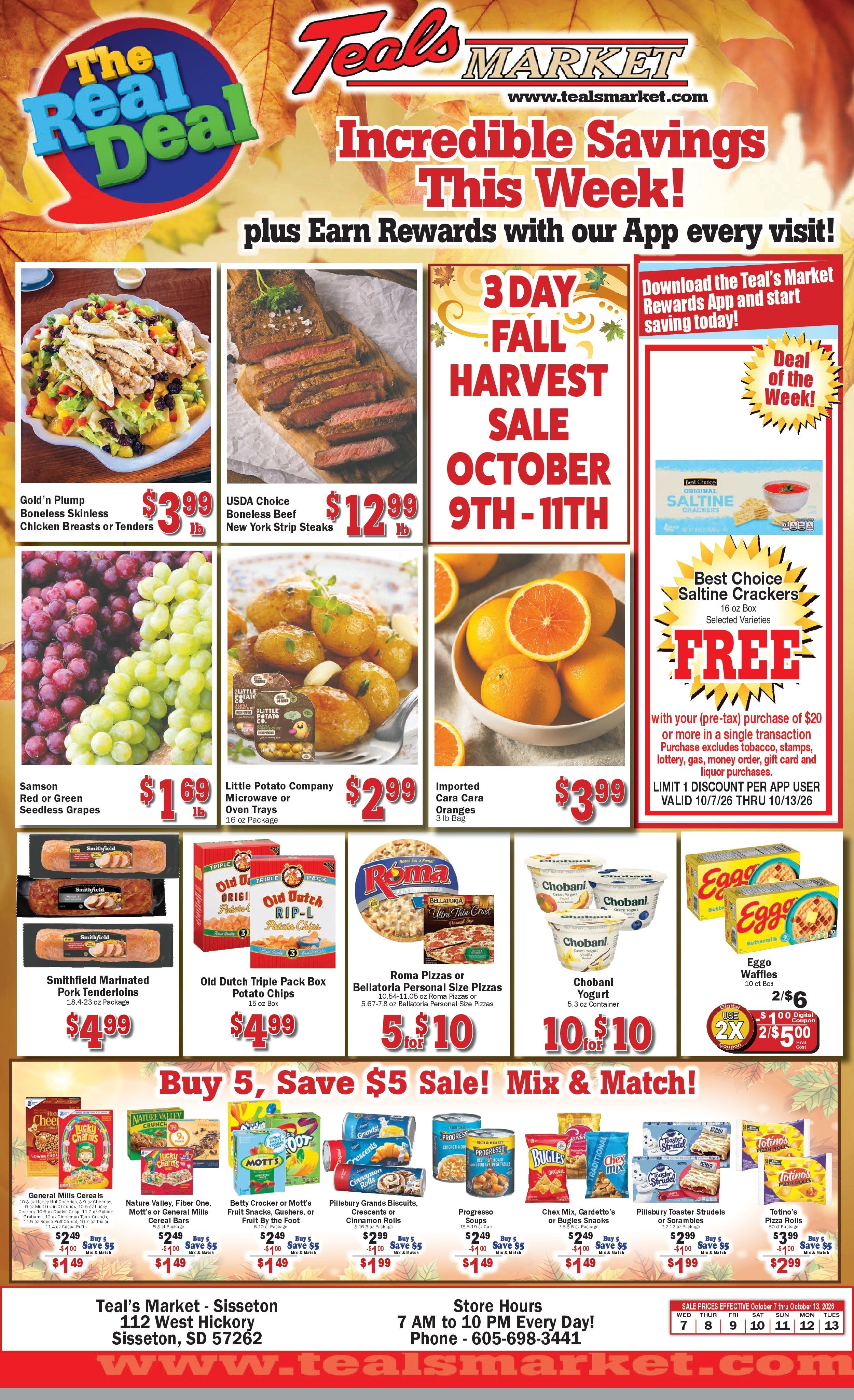 Teal's Market (Sisseton, SD) Weekly Ad October 7 - 13, 2026