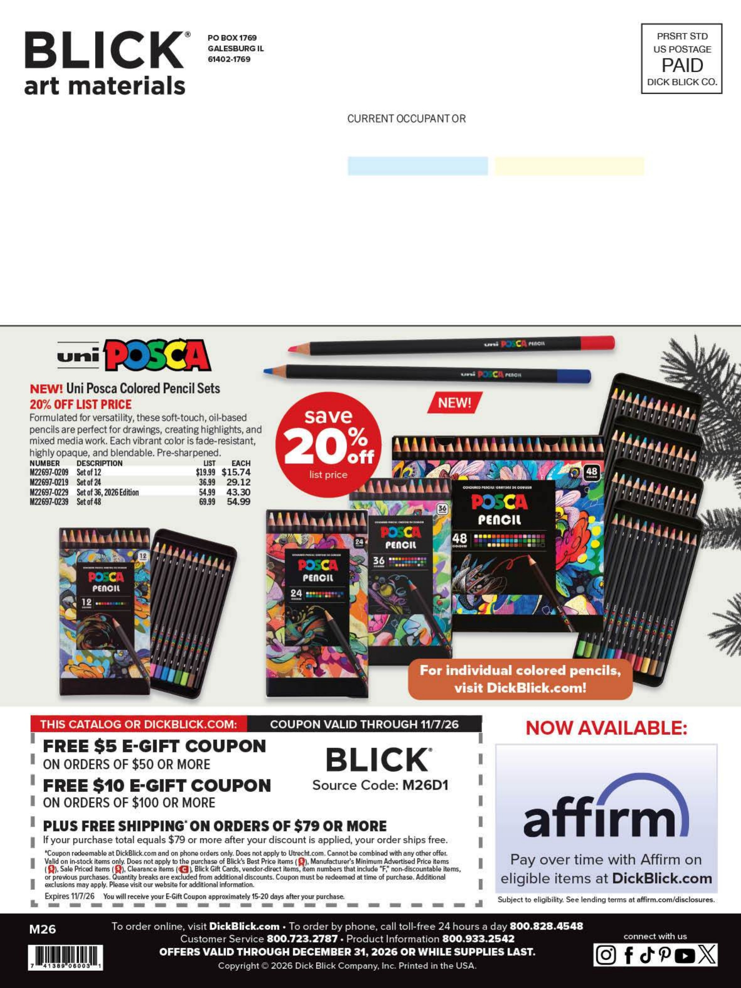 BLICK Art Materials Materials for Artists Sale Weekly Ad October 1, 2026 - January 31, 2027