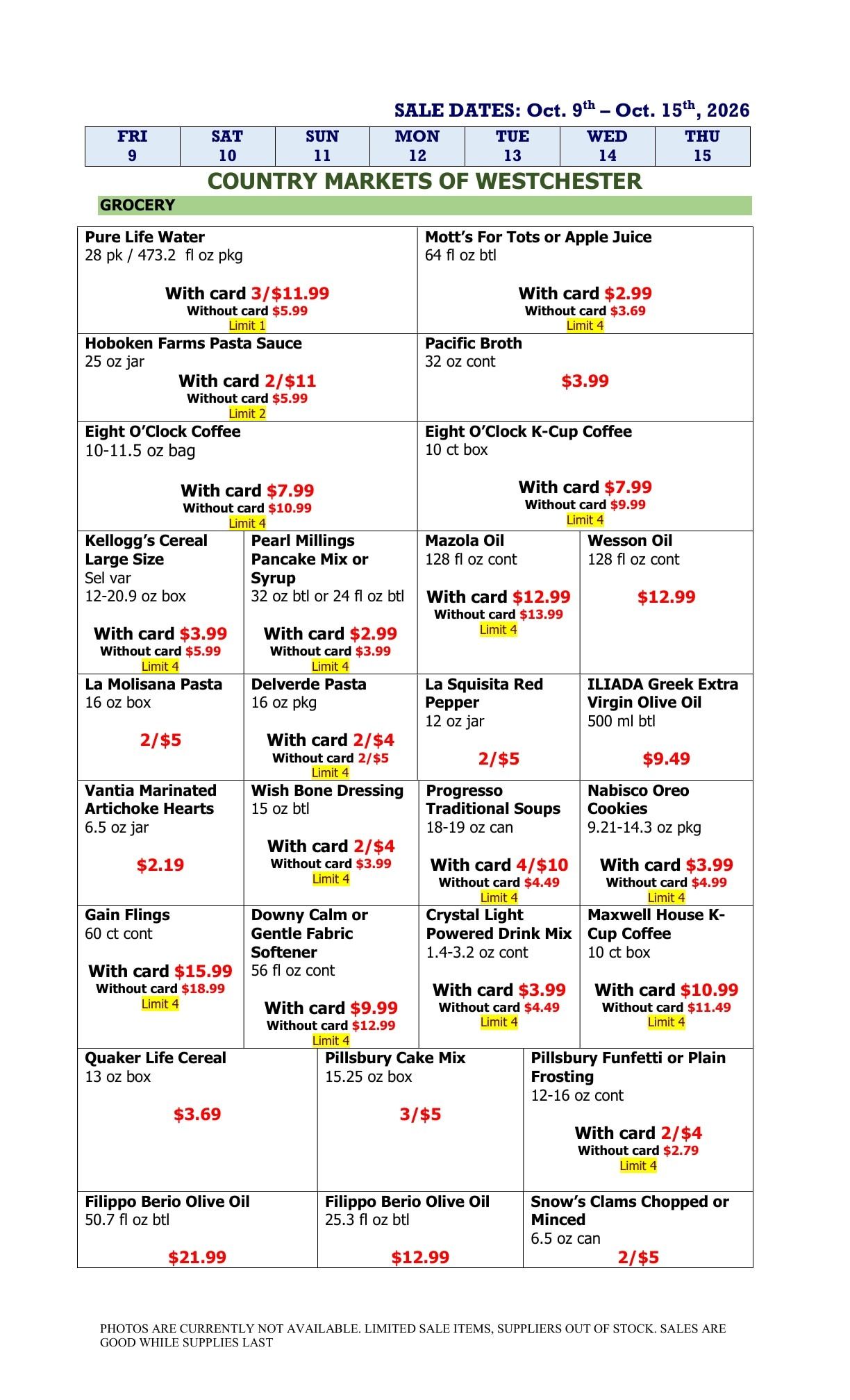 Country Markets of Westchester Weekly Ad October 9 - 15, 2026