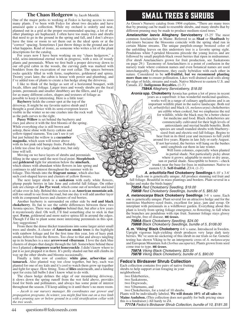 Fedco Seeds Trees Catalog Weekly Ad January 1 - December 31, 2027