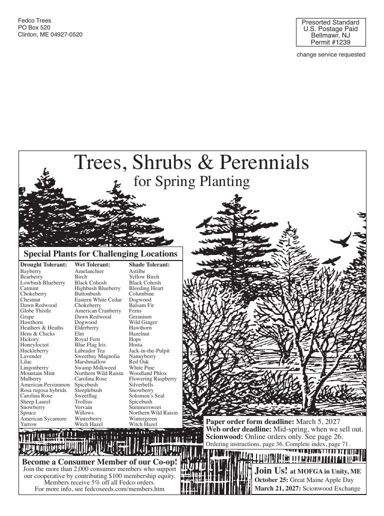 Fedco Seeds Trees Catalog Weekly Ad January 1 - December 31, 2027