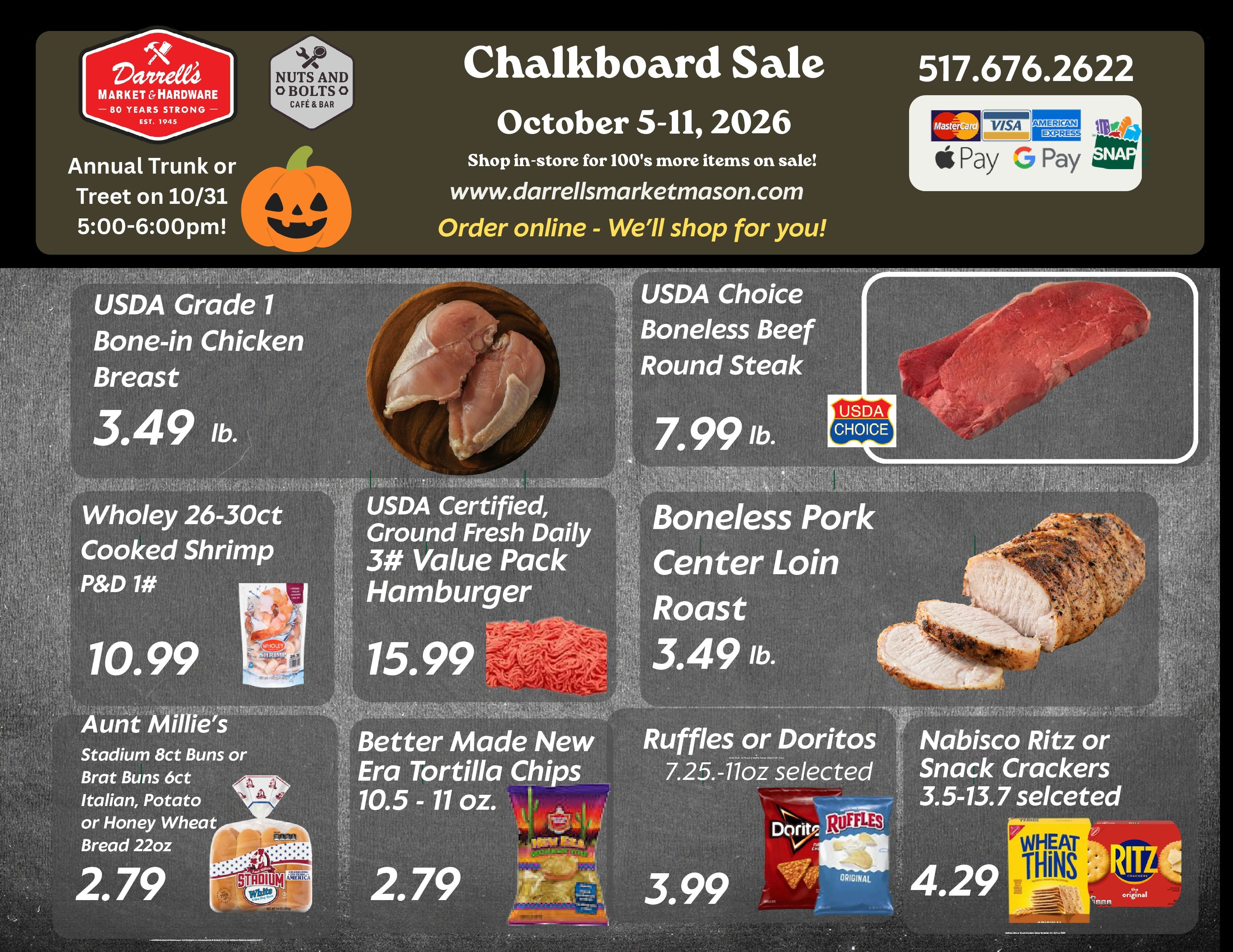 Darrell's Market and Hardware (4520 W Columbia Rd, Mason, MI) Weekly Ad October 5 - 11, 2026