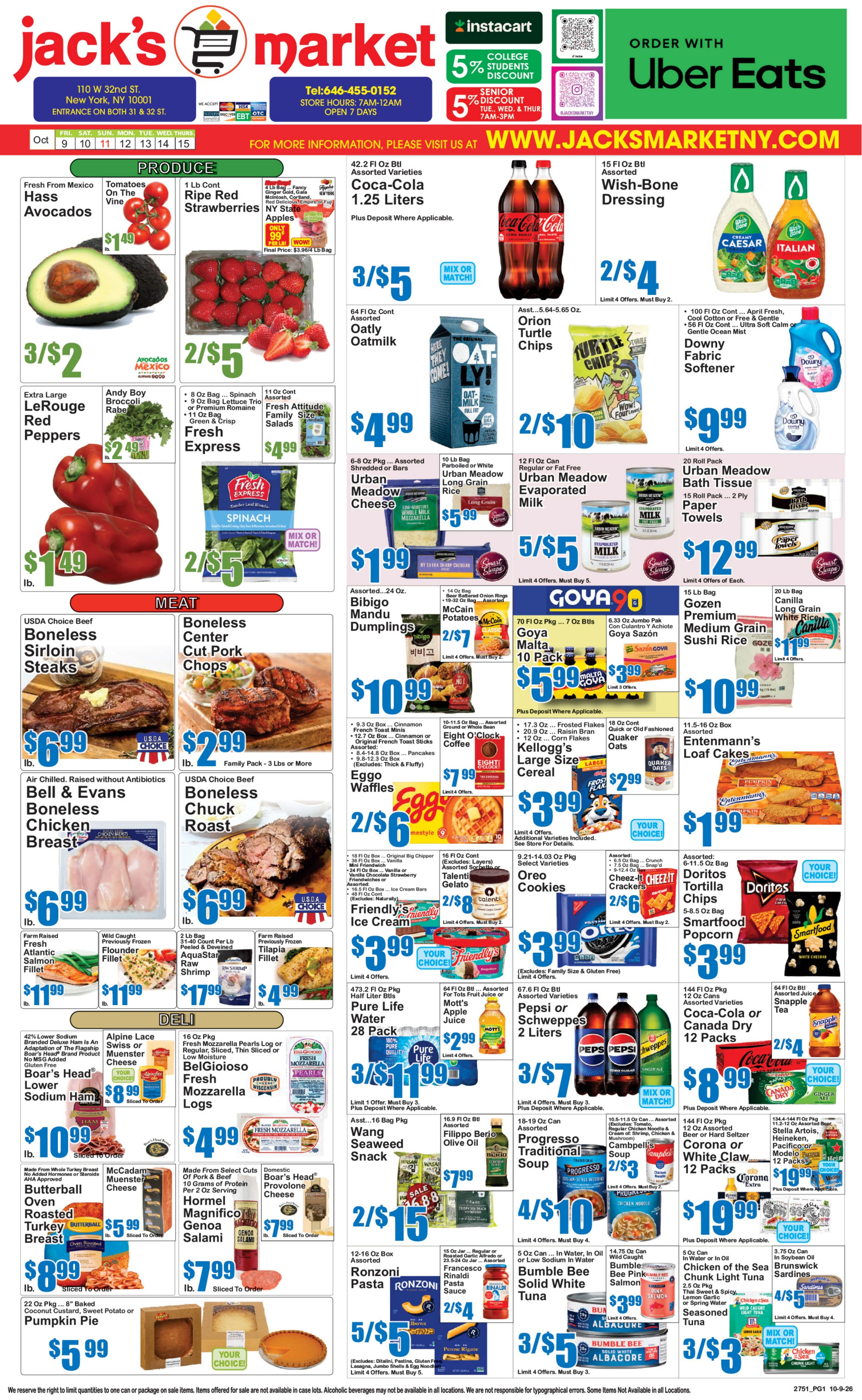 Jack's Market NYC Weekly Ad October 9 - 15, 2026
