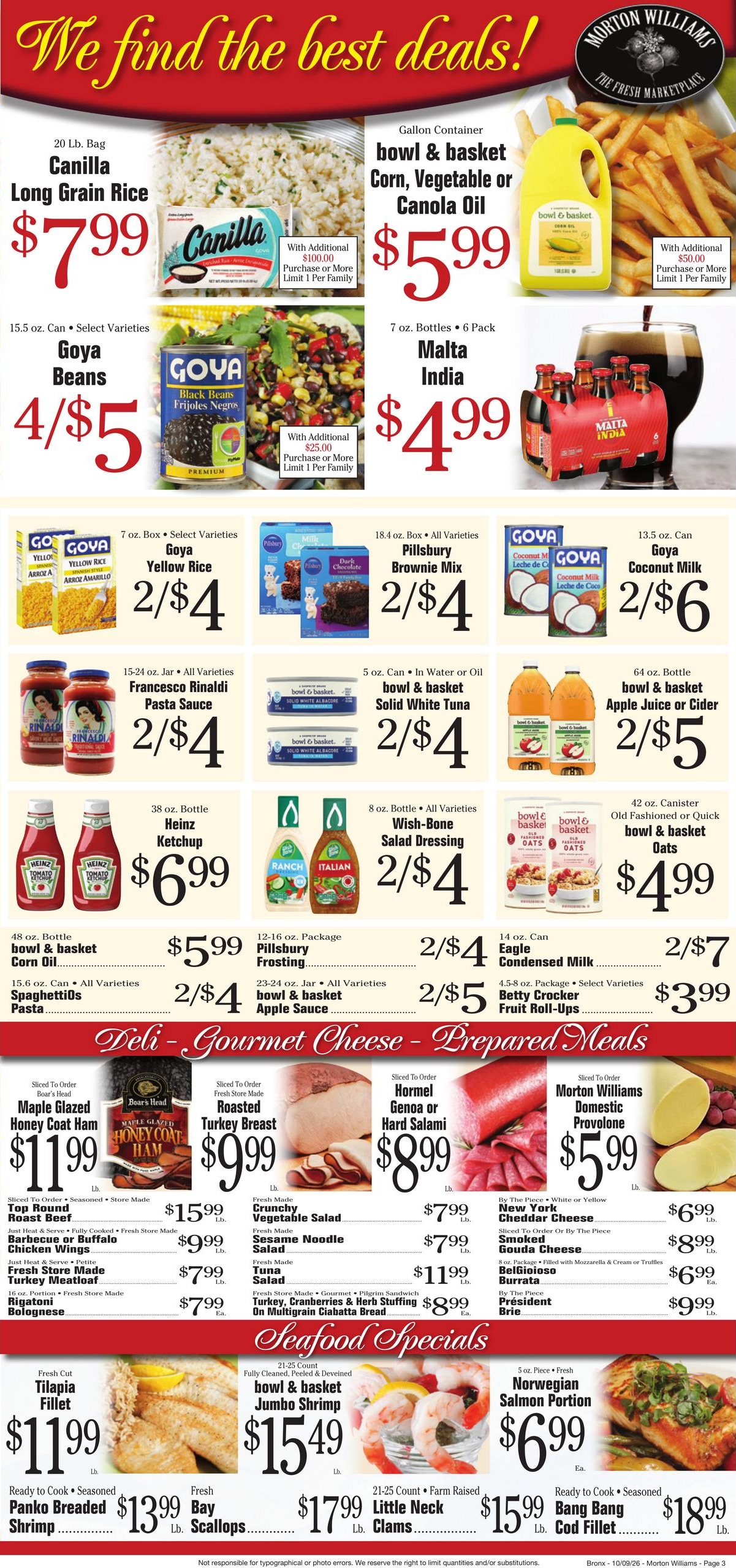 Morton Williams Supermarket (Glenwood Landing-Pound Ridge Area, NY) Weekly Ad October 9 - 15, 2026