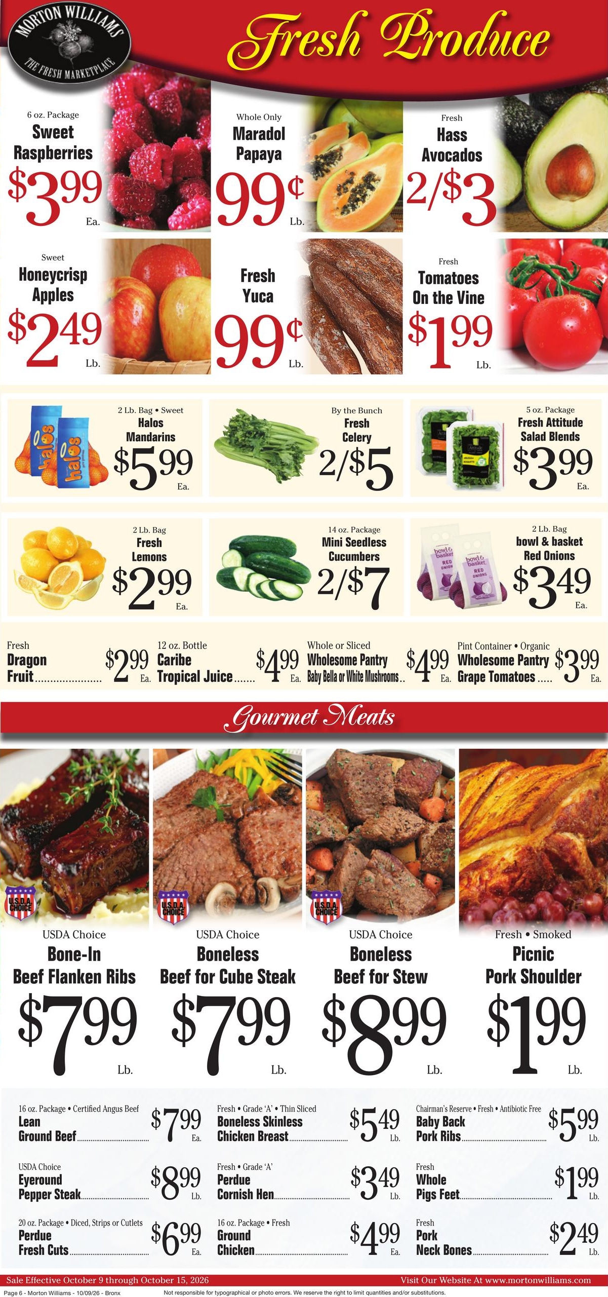 Morton Williams Supermarket (Glenwood Landing-Pound Ridge Area, NY) Weekly Ad October 9 - 15, 2026