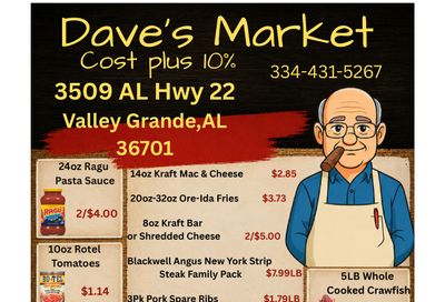 Dave's Market Valley Grande (3509 AL-22, Valley Grande, AL) Weekly Ad October 5 - 11, 2026