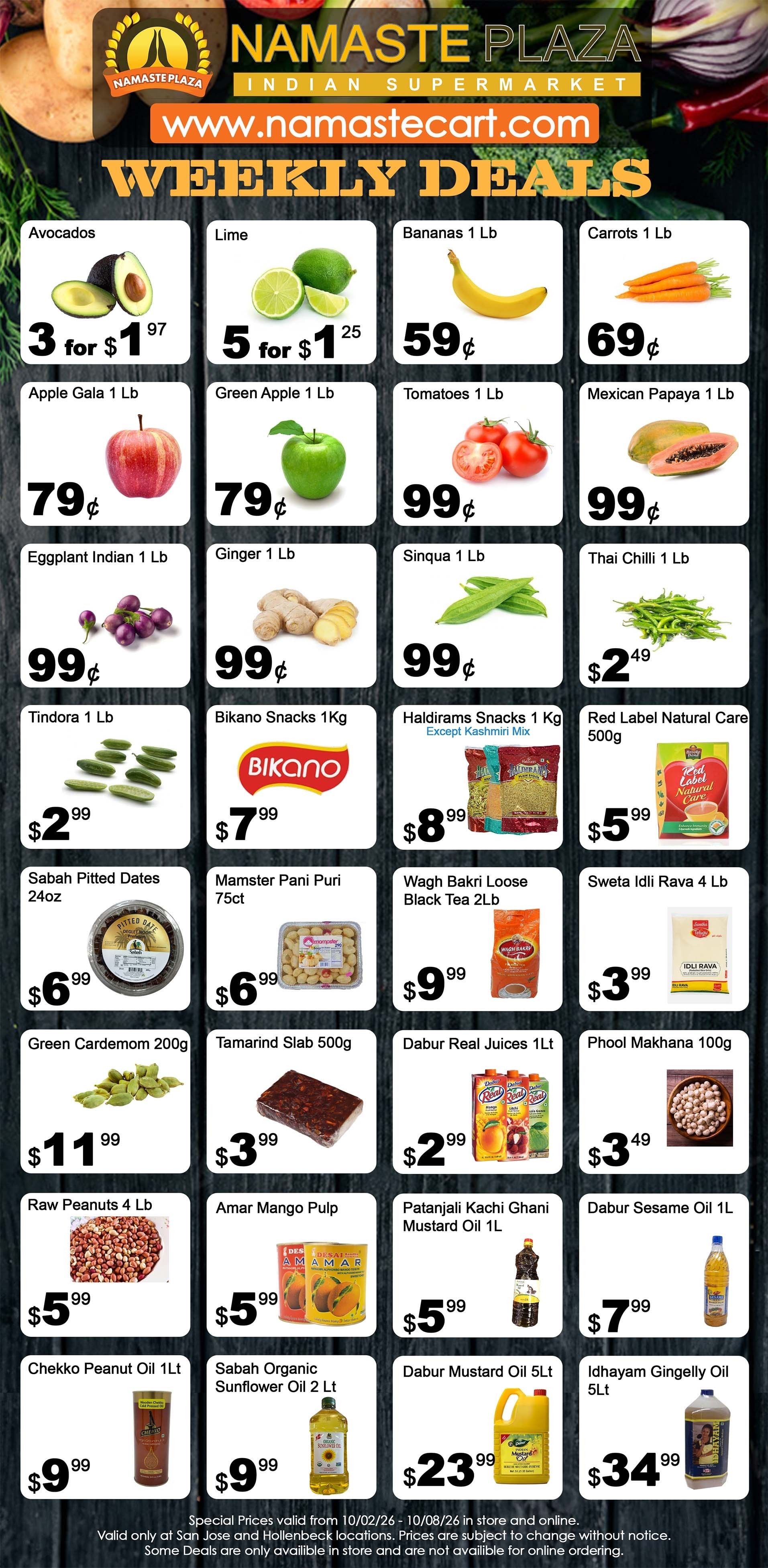 Namaste Plaza Weekly Ad October 2 - 8, 2026