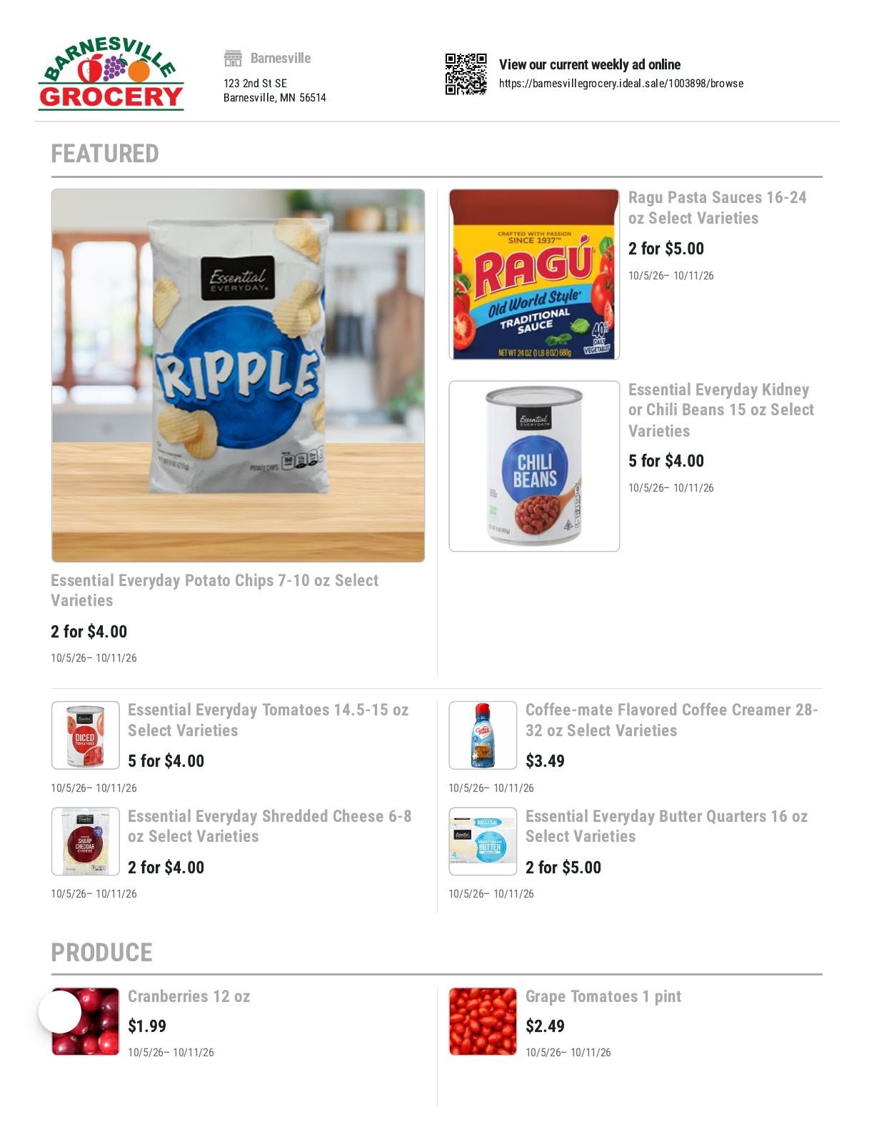 Barnesville Grocery Weekly Ad October 5 - 11, 2026