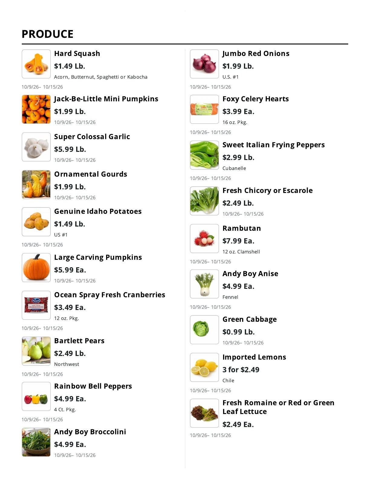 La Bella Marketplace Weekly Ad October 9 - 15, 2026