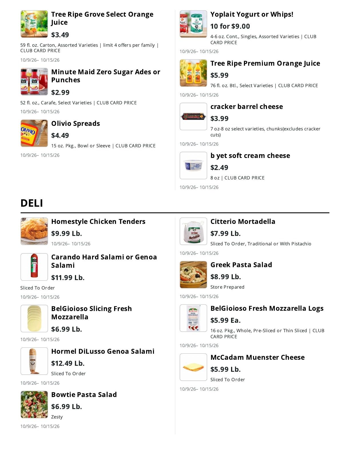La Bella Marketplace Weekly Ad October 9 - 15, 2026