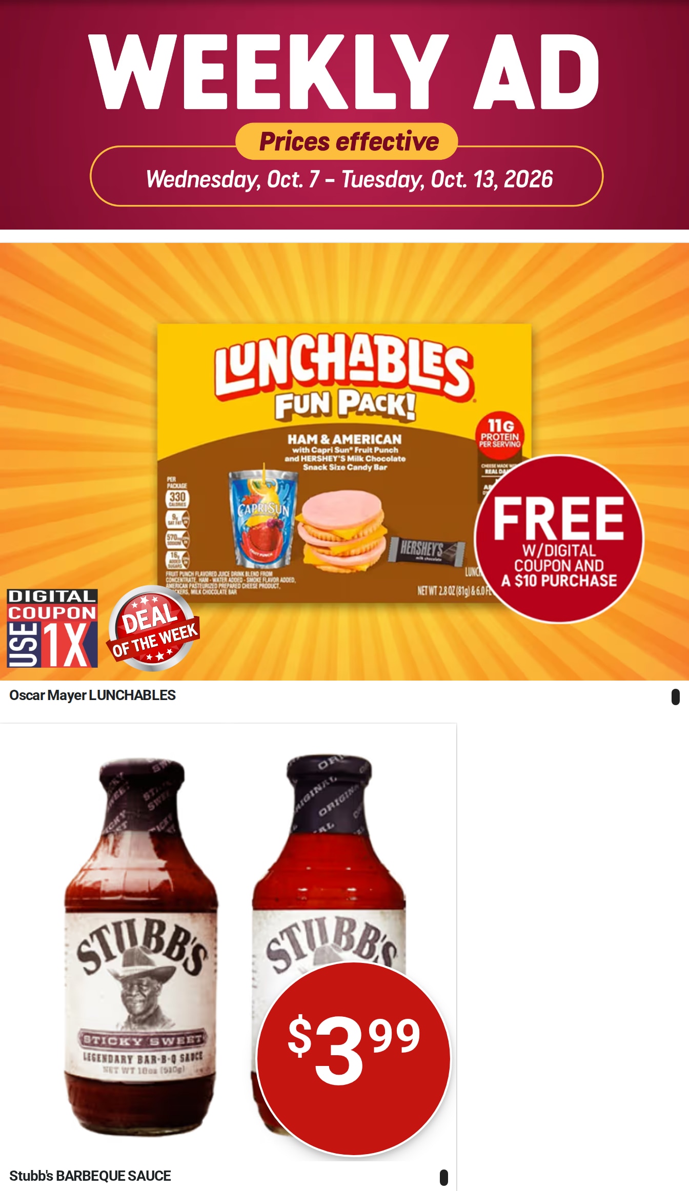 LaGree's Food Stores Weekly Ad October 7 - 13, 2026