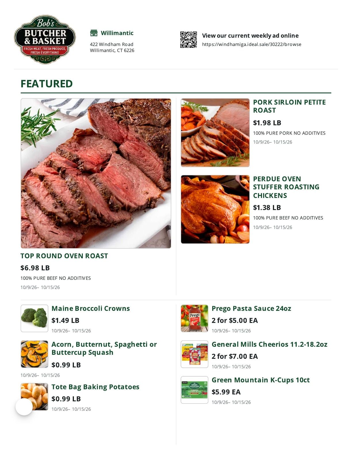 Bob's Butcher & Basket Weekly Ad October 9 - 15, 2026