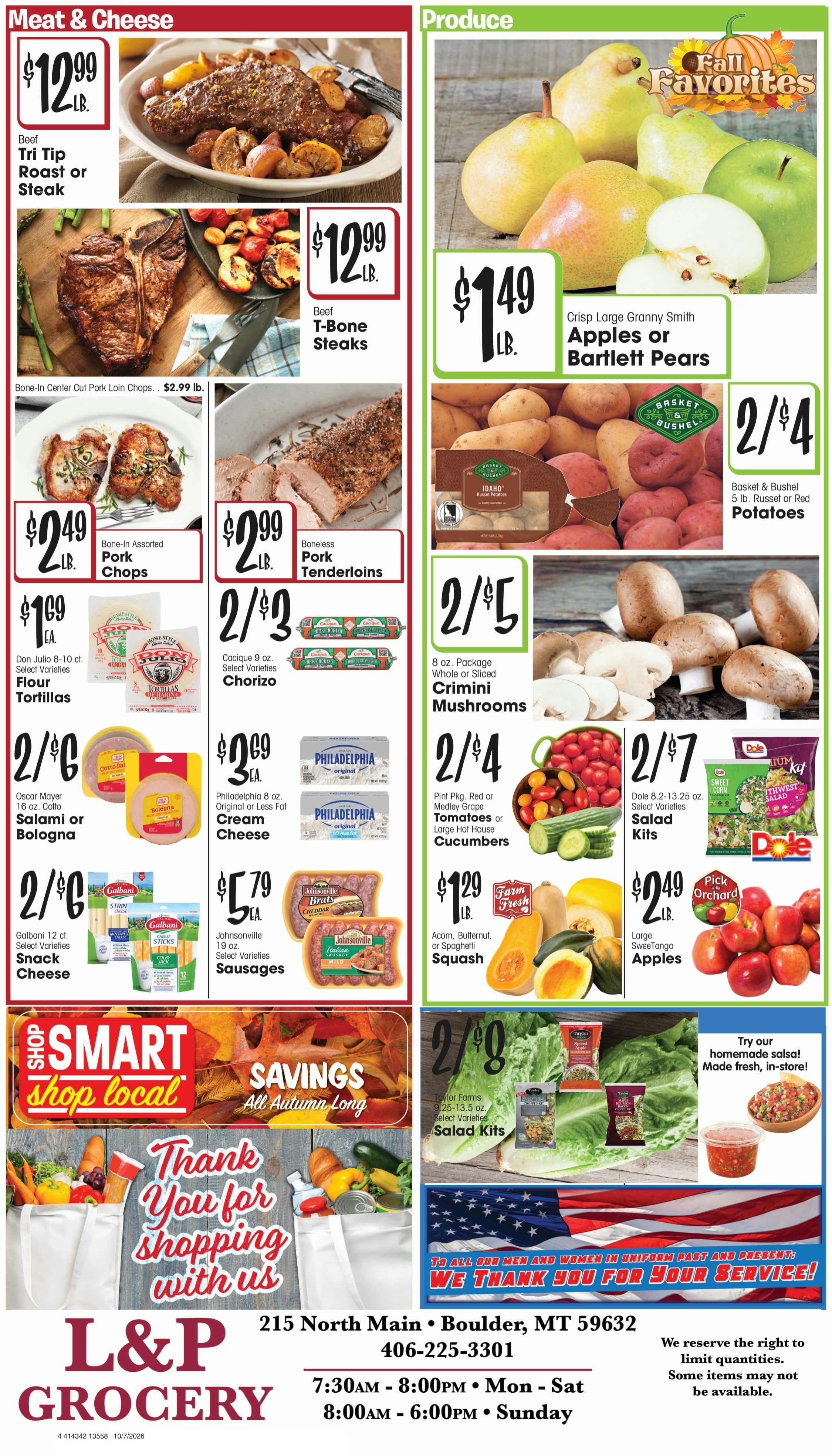 L&P Grocery (215 N Main St, Boulder, MT) Weekly Ad October 7 - 13, 2026