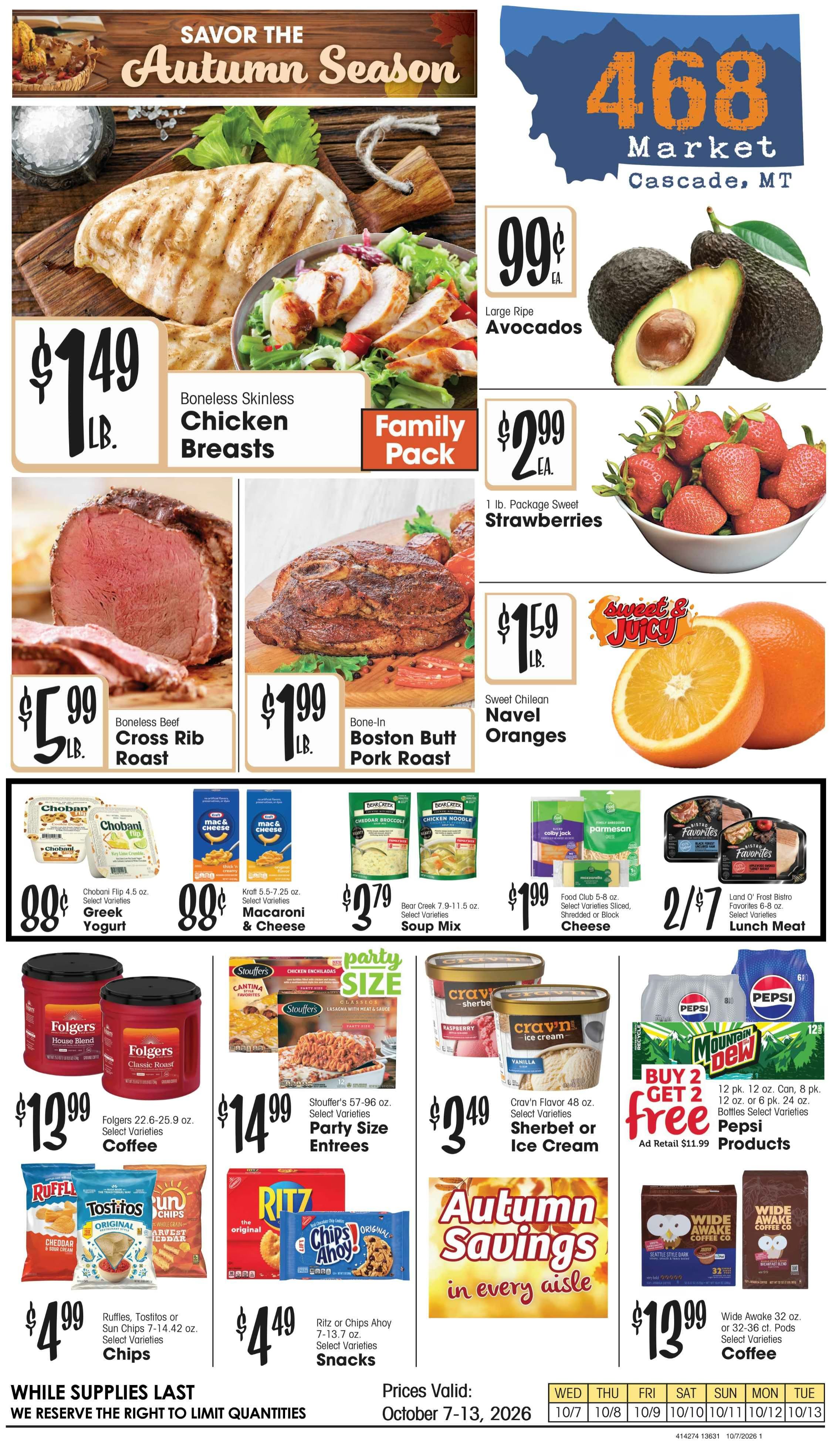 468 Market (130 1st St N, Cascade, MT) Weekly Ad October 7 - 13, 2026