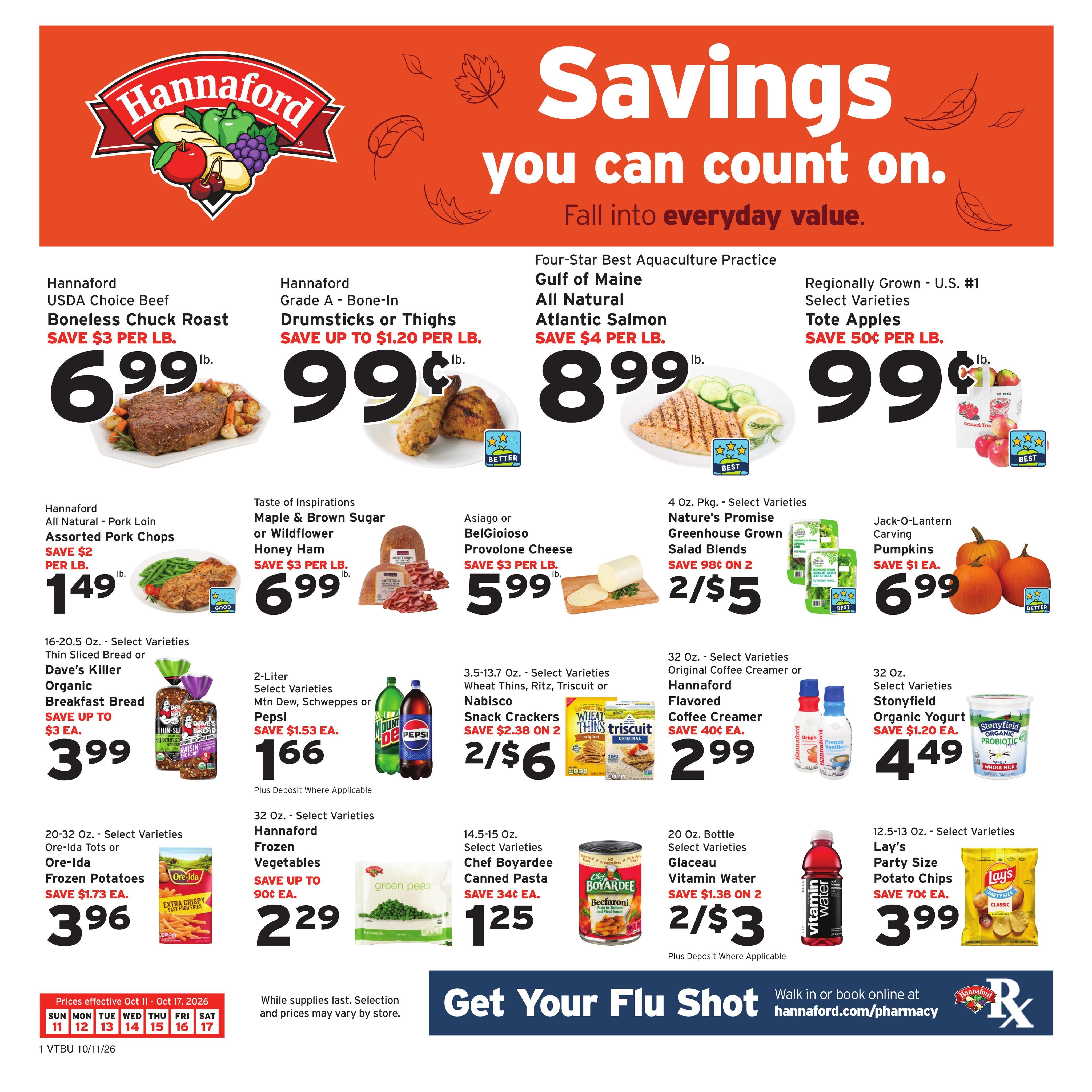 Hannaford (Barre Area, VT) Week 42 Flyer for Flipp Weekly Ad October 11 - 17, 2026