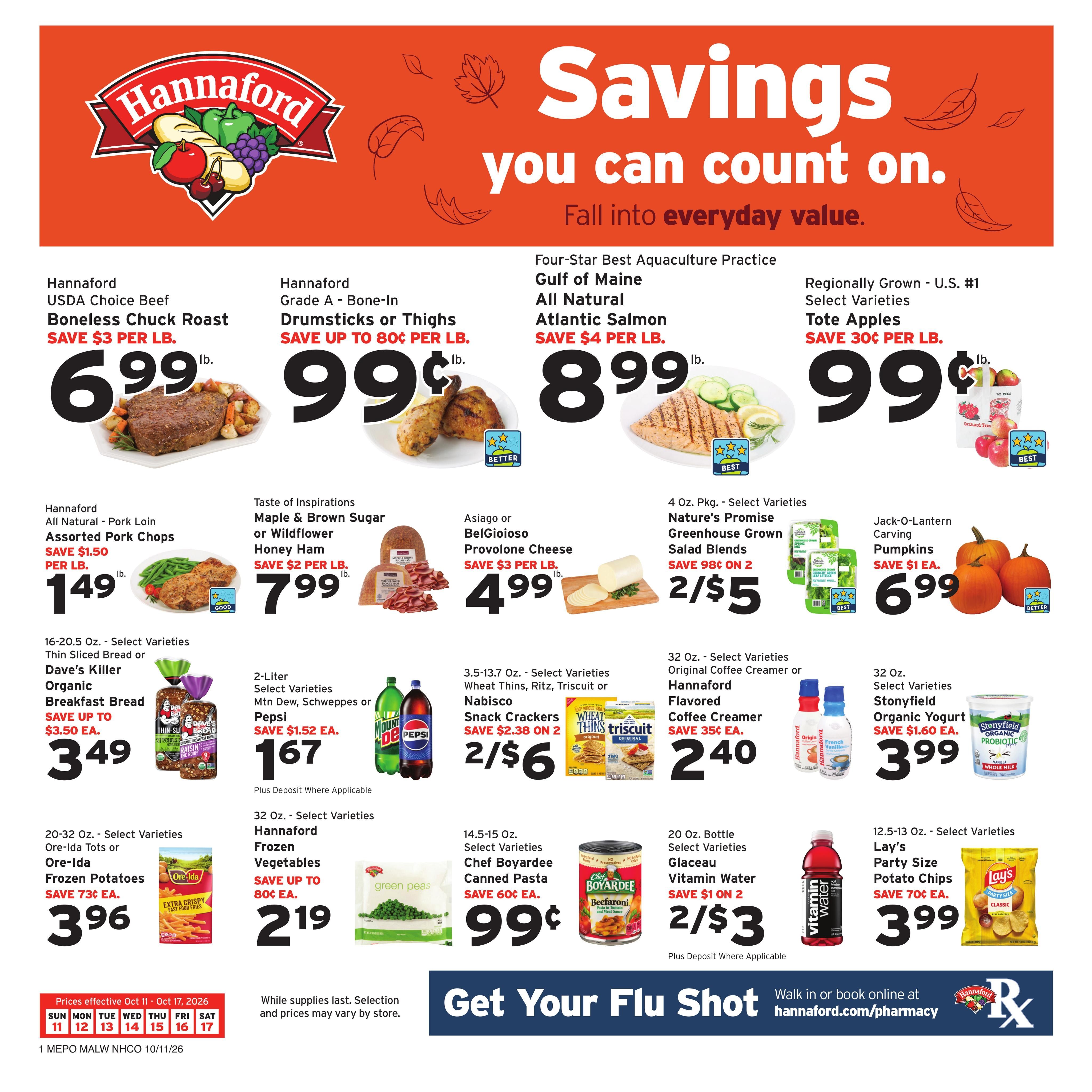 Hannaford (Moody-Ogunquit Area, ME) Week 42 Flyer for Flipp Weekly Ad October 11 - 17, 2026