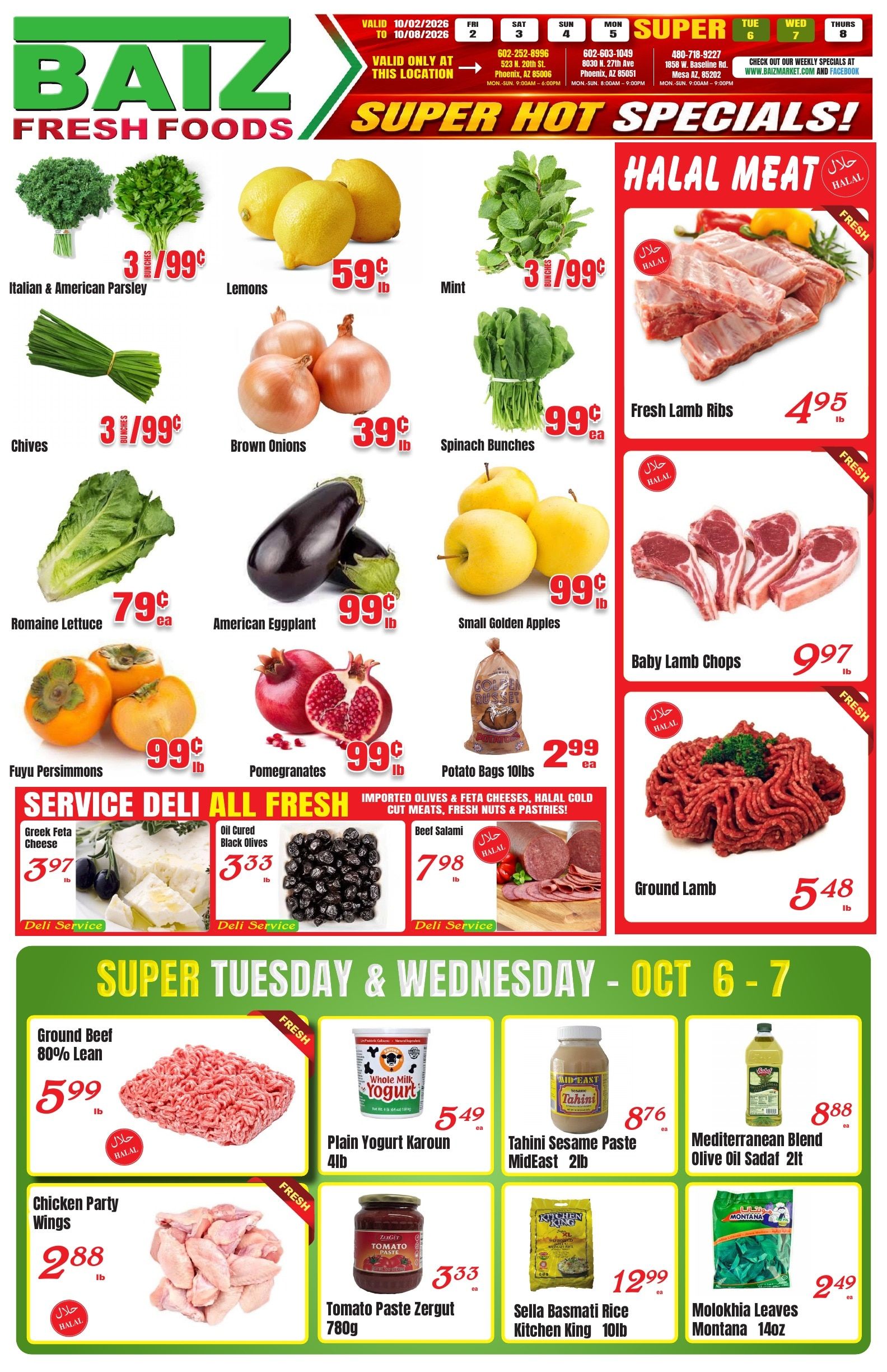 Baiz Market (523 North 20th Street, Phoenix, AZ) Weekly Ad October 2 - 8, 2026