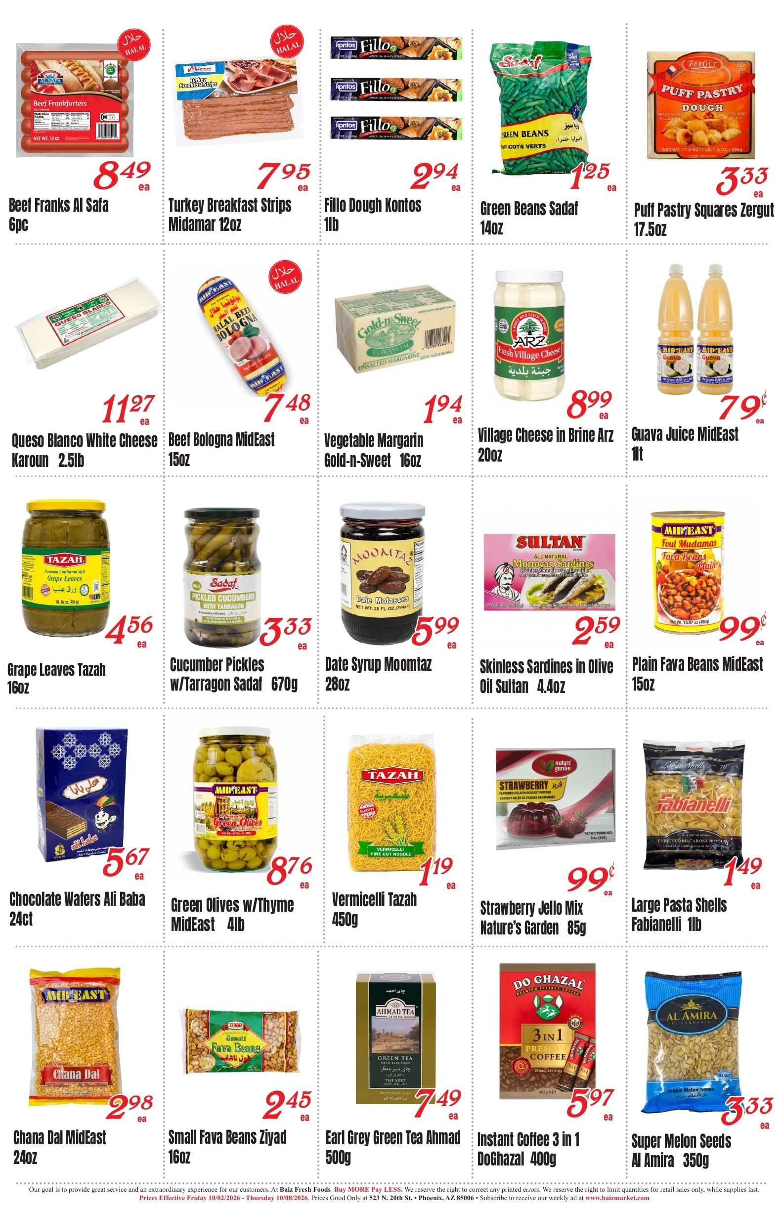 Baiz Market (523 North 20th Street, Phoenix, AZ) Weekly Ad October 2 - 8, 2026