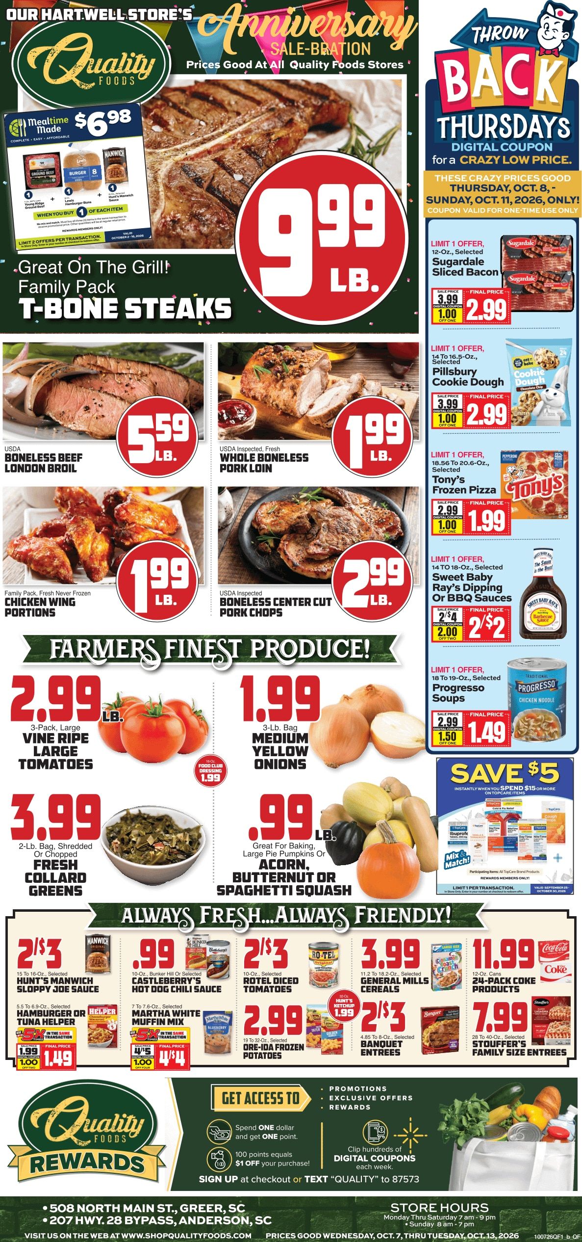 Quality Foods (Anderson and Greer, SC) Weekly Ad October 7 - 13, 2026