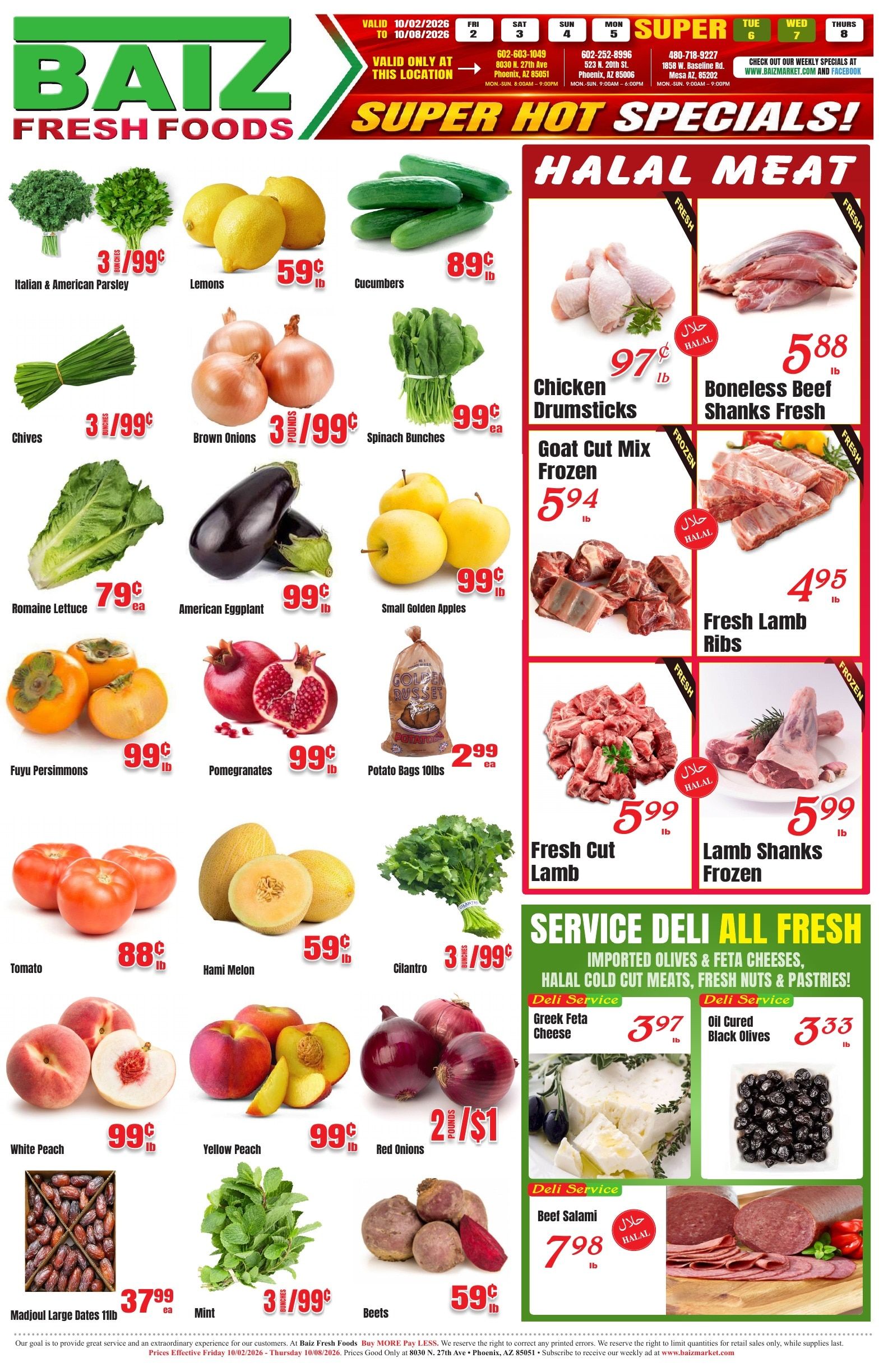 Baiz Market (8030 North 27th Avenue, Phoenix, AZ) Weekly Ad October 2 - 8, 2026