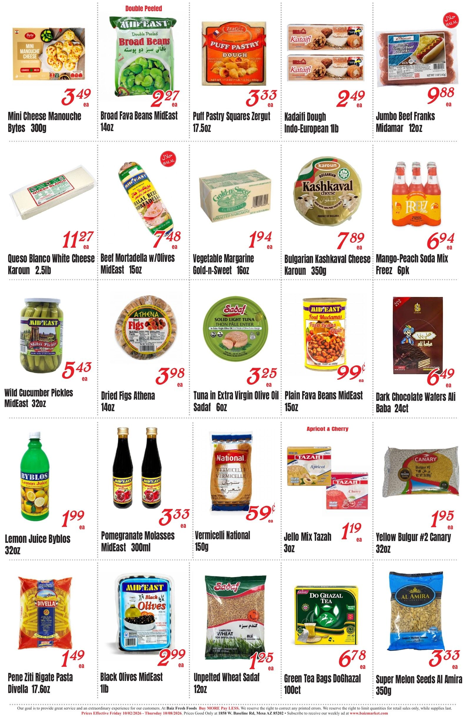 Baiz Market (Mesa, AZ) Weekly Ad October 2 - 8, 2026