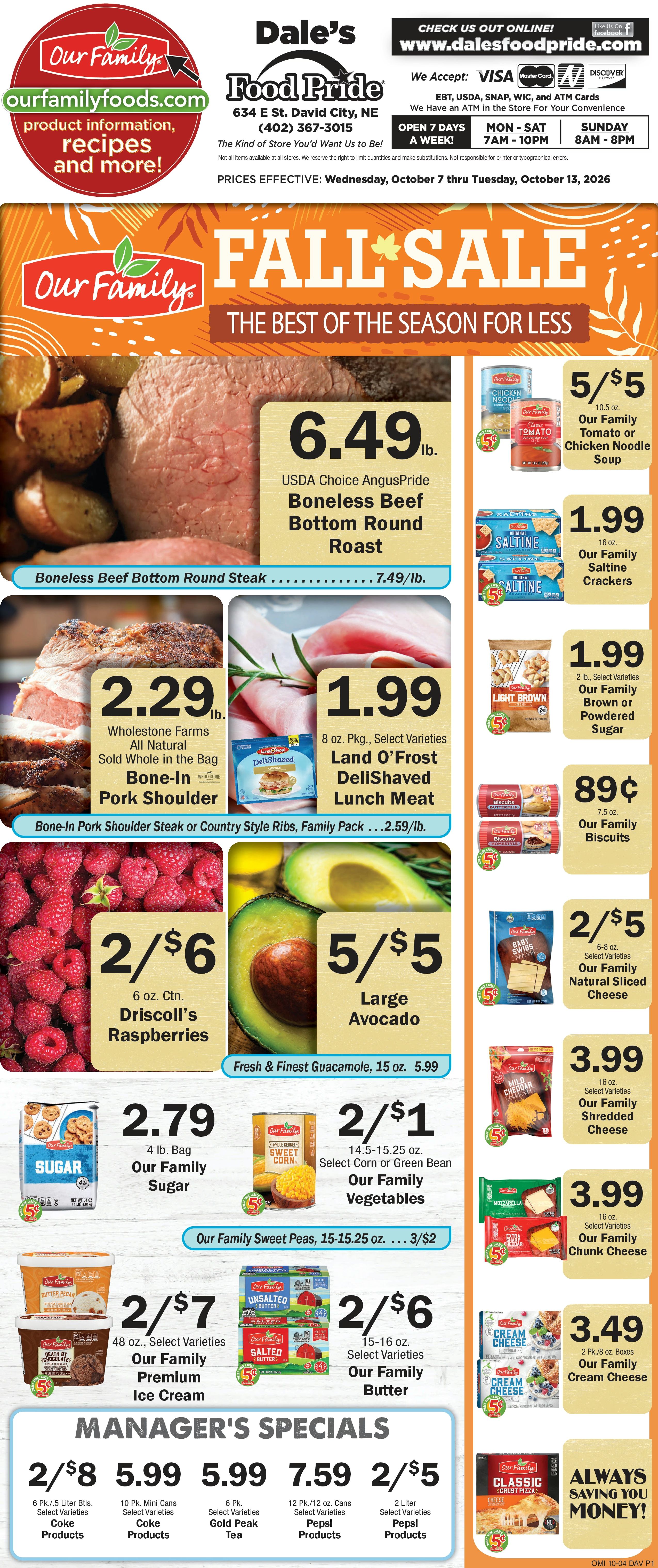 Dale's Food Pride (634 E St, David City, NE) Weekly Ad October 7 - 13, 2026
