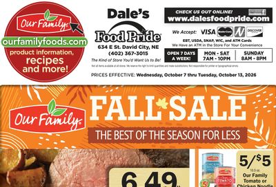 Dale's Food Pride (634 E St, David City, NE) Weekly Ad October 7 - 13, 2026