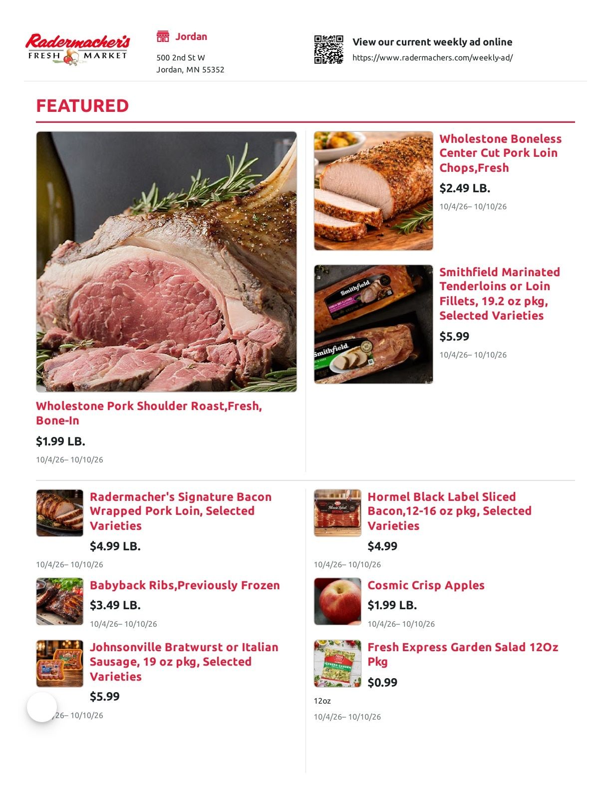 Radermacher's Fresh Market Weekly Ad October 4 - 10, 2026
