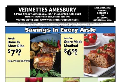 Vermette's Market Weekly Ad October 5 - 10, 2026