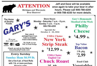Gary's Quality Foods Weekly Ad October 4 - 10, 2026