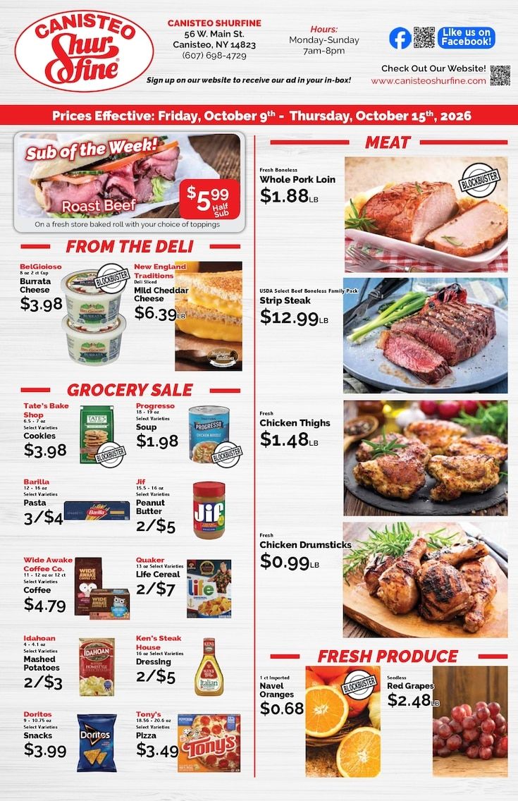 Canisteo Shurfine Weekly Ad October 9 - 15, 2026