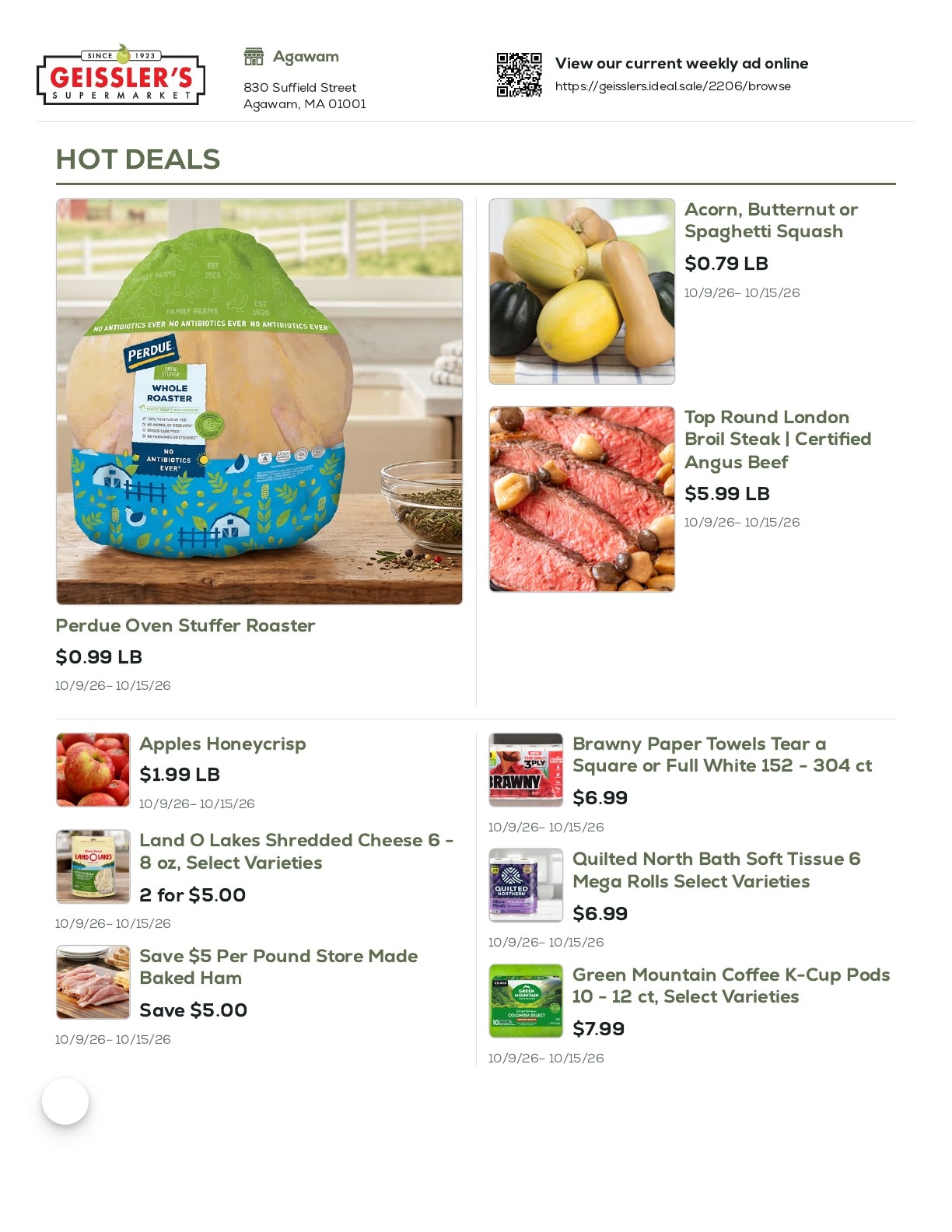 Geissler's Supermarket Weekly Ad October 9 - 15, 2026