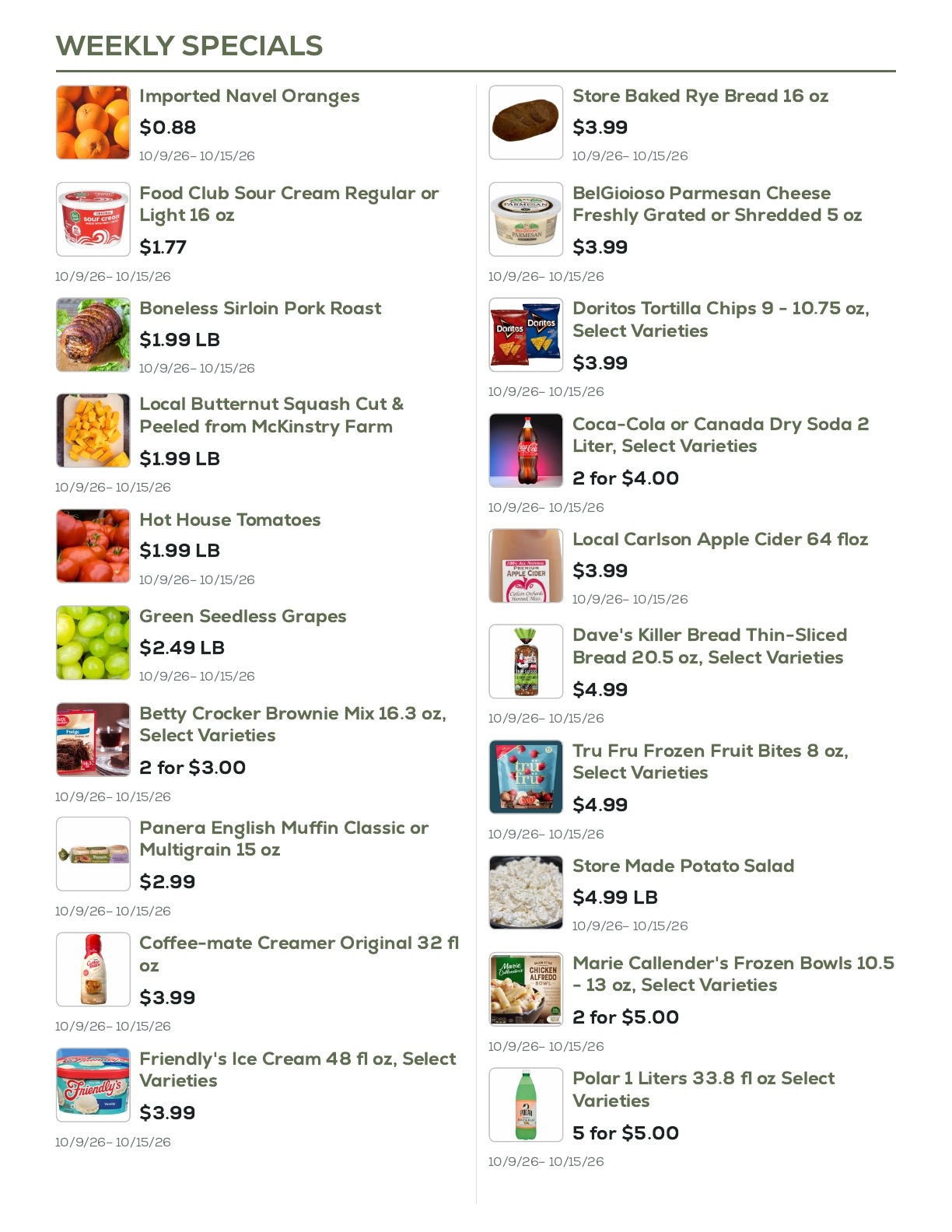 Geissler's Supermarket Weekly Ad October 9 - 15, 2026
