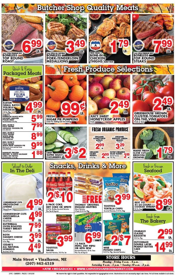 Carver's Harbor Market Weekly Ad October 9 - 15, 2026