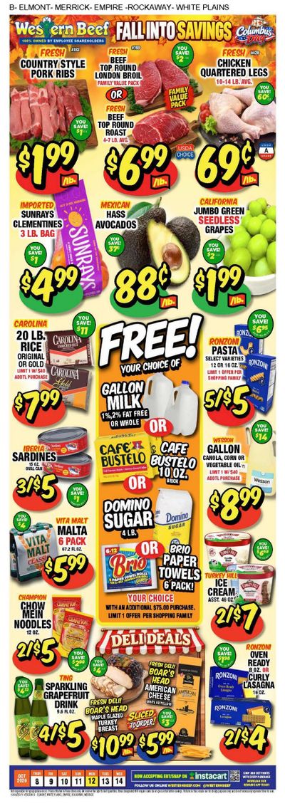Western Beef (Bellmore Area, NY) Weekly Ad October 8 - 14, 2026