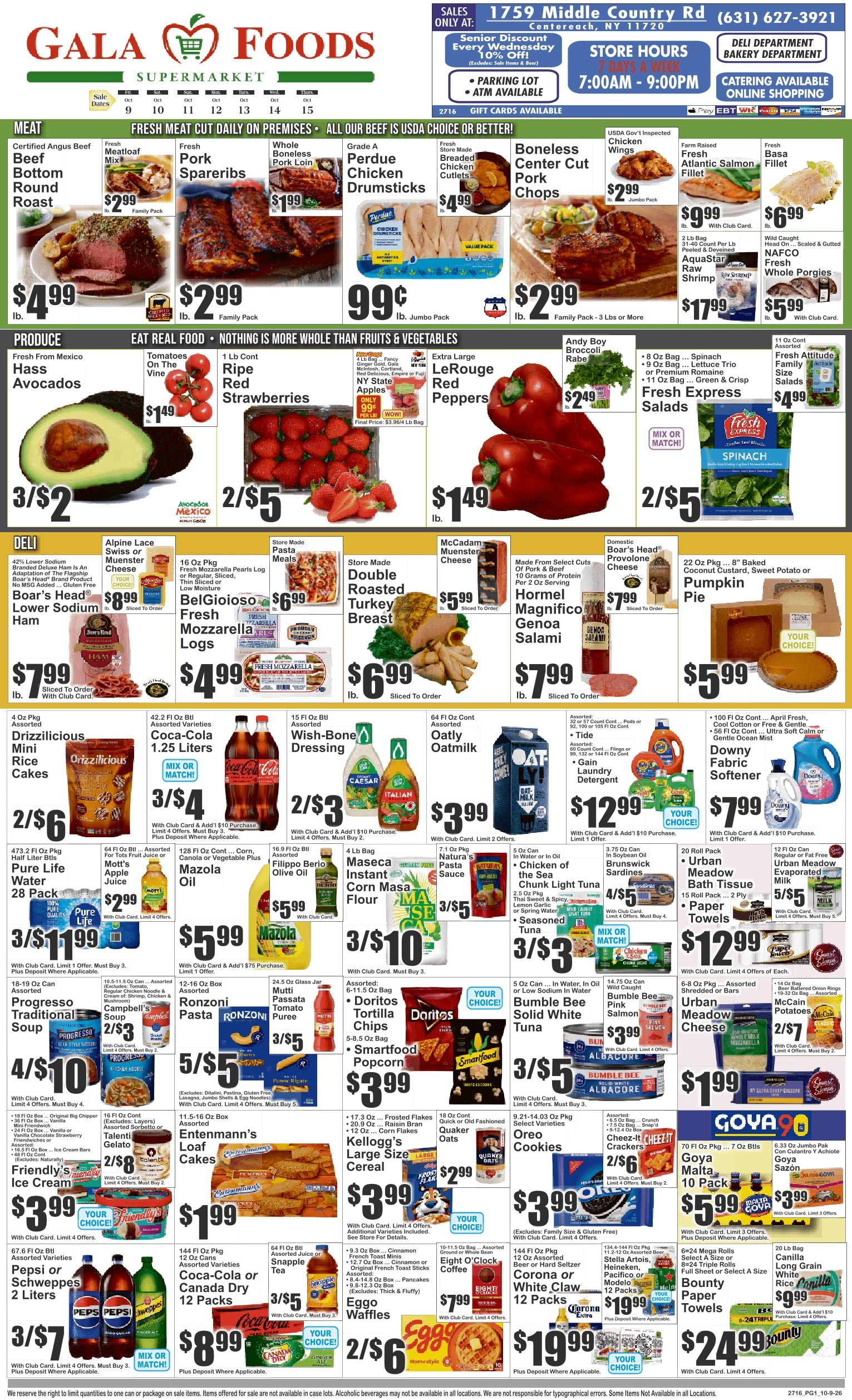 Gala Foods (1759 Middle Country Road, Unit 1, Centereach, NY) Key Food Weekly Ad October 9 - 15, 2026