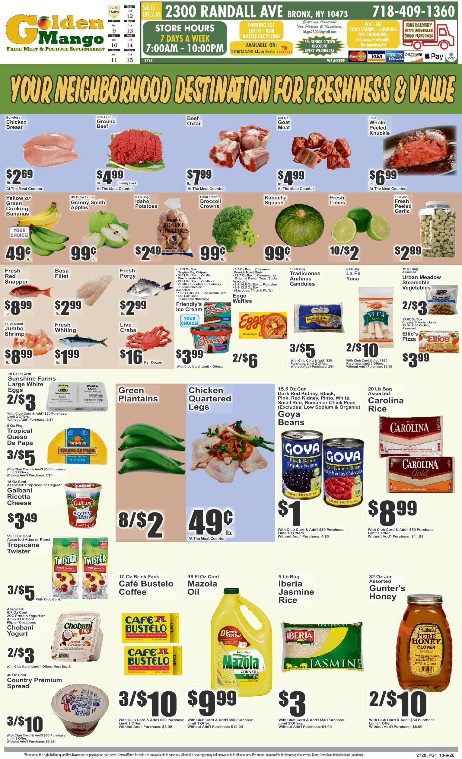 Golden Mango (2300 Randall Avenue, Bronx, NY) Key Food Weekly Ad October 9 - 15, 2026