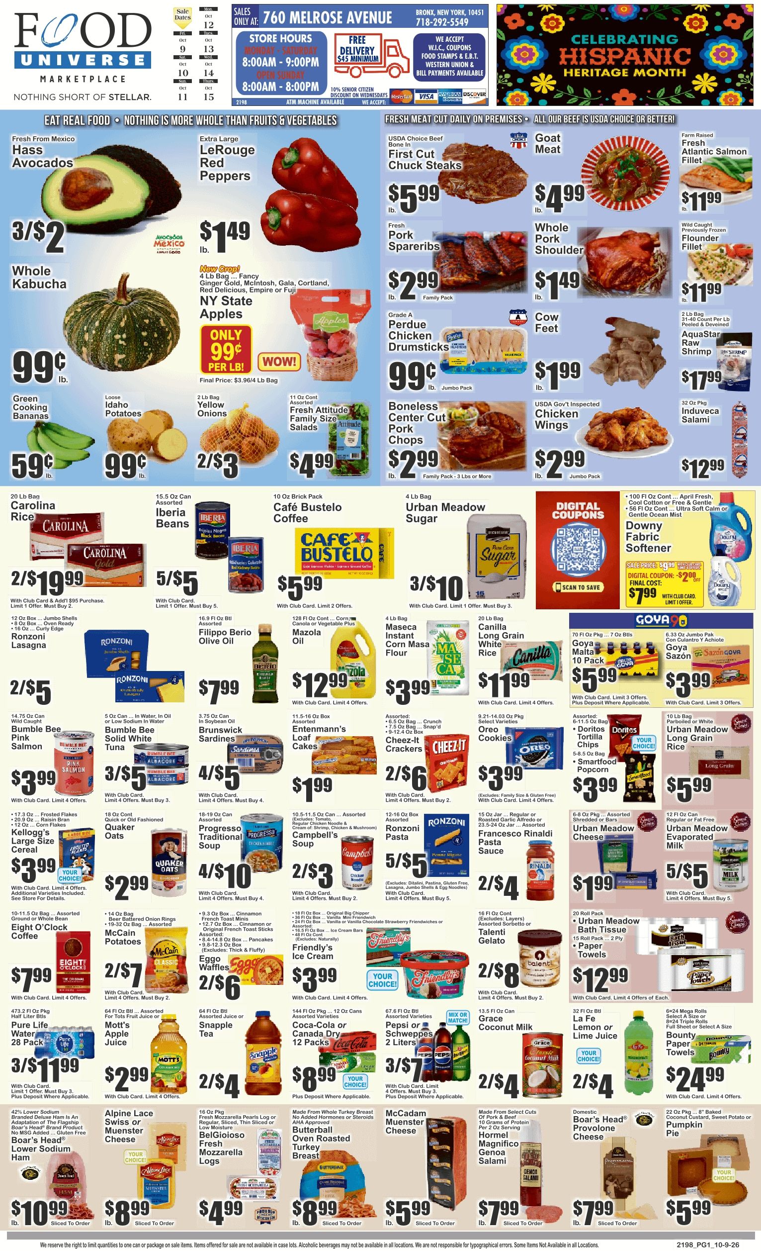 Food Universe (760 Melrose Ave., Bronx, NY) Weekly Ad October 9 - 15, 2026
