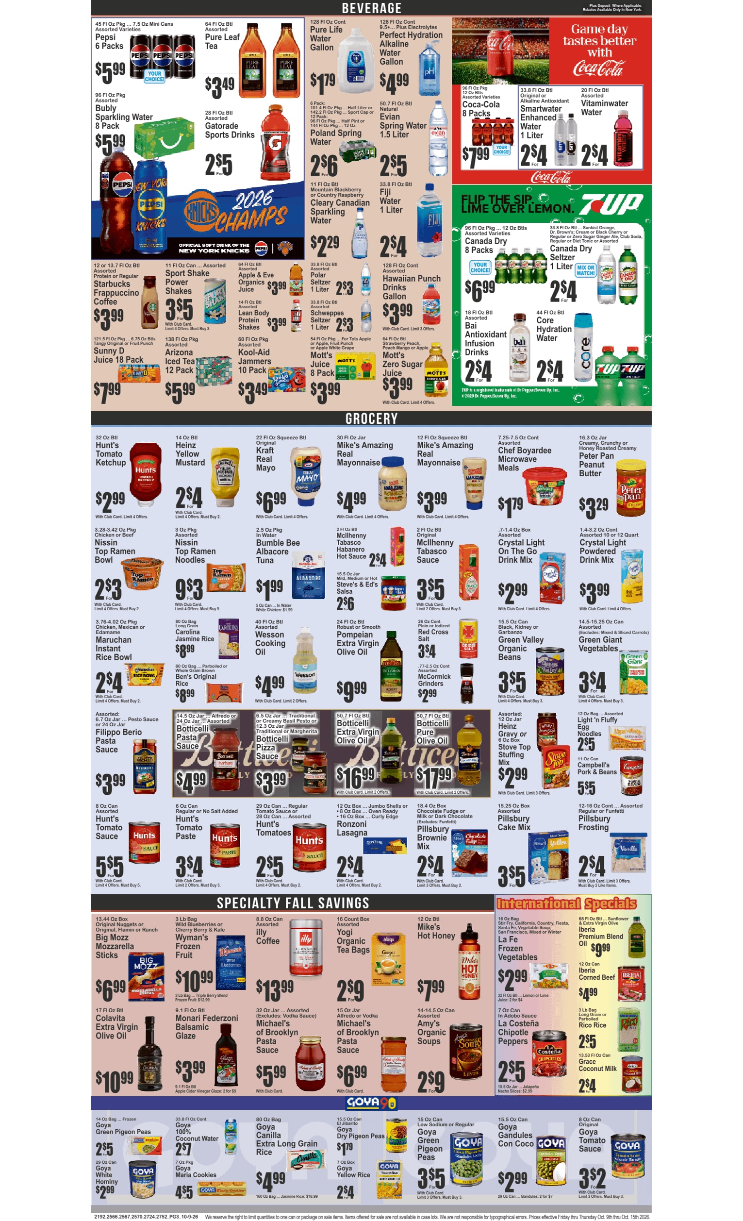 Food Universe (82 W. Kingsbridge Rd., Bronx, NY) Weekly Ad October 9 - 15, 2026