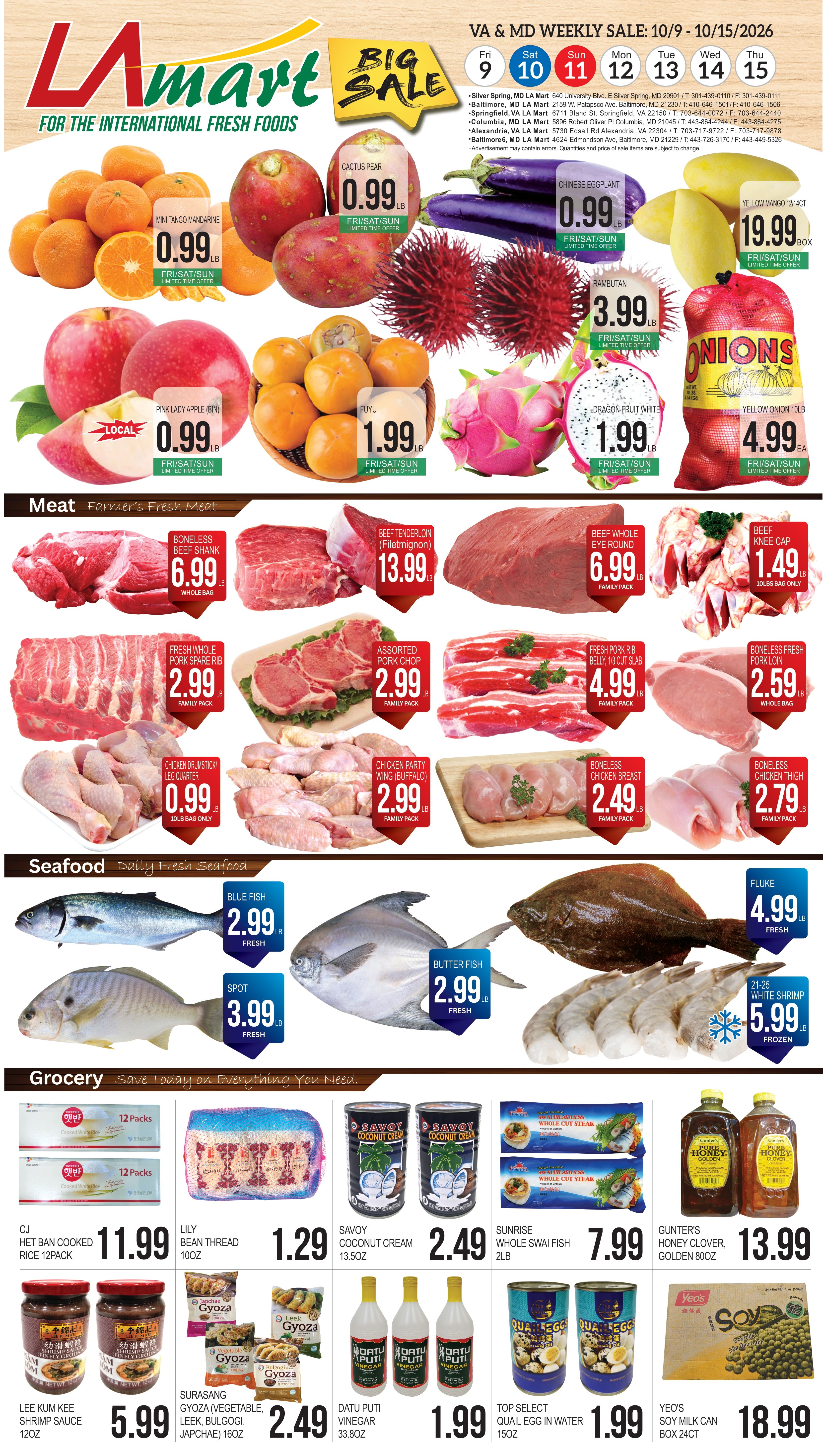 LA Mart English Weekly Ad October 9 - 15, 2026