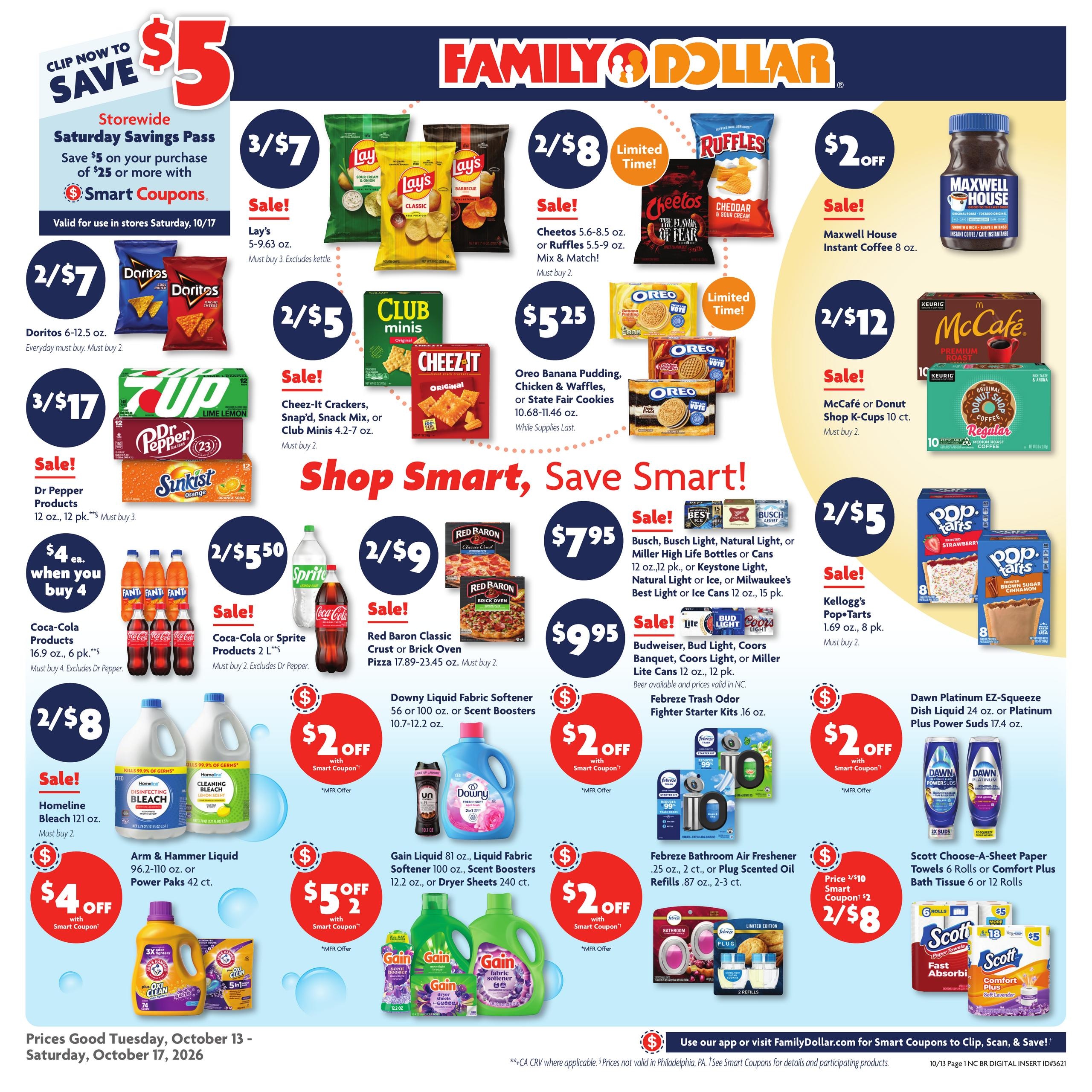 Family Dollar (Apex Area, NC) Weekly Ad October 13 - 17, 2026