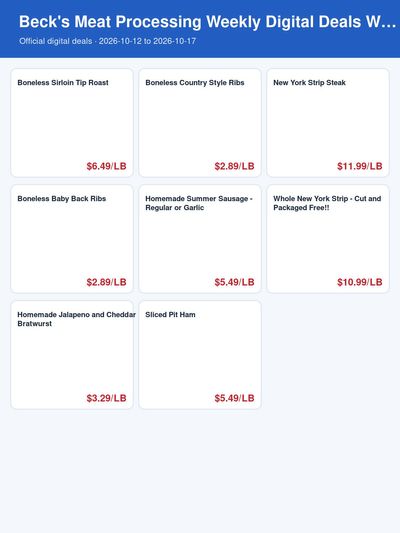 Beck's Meat Processing Weekly Digital Deals Weekly Ad October 12 - 17, 2026