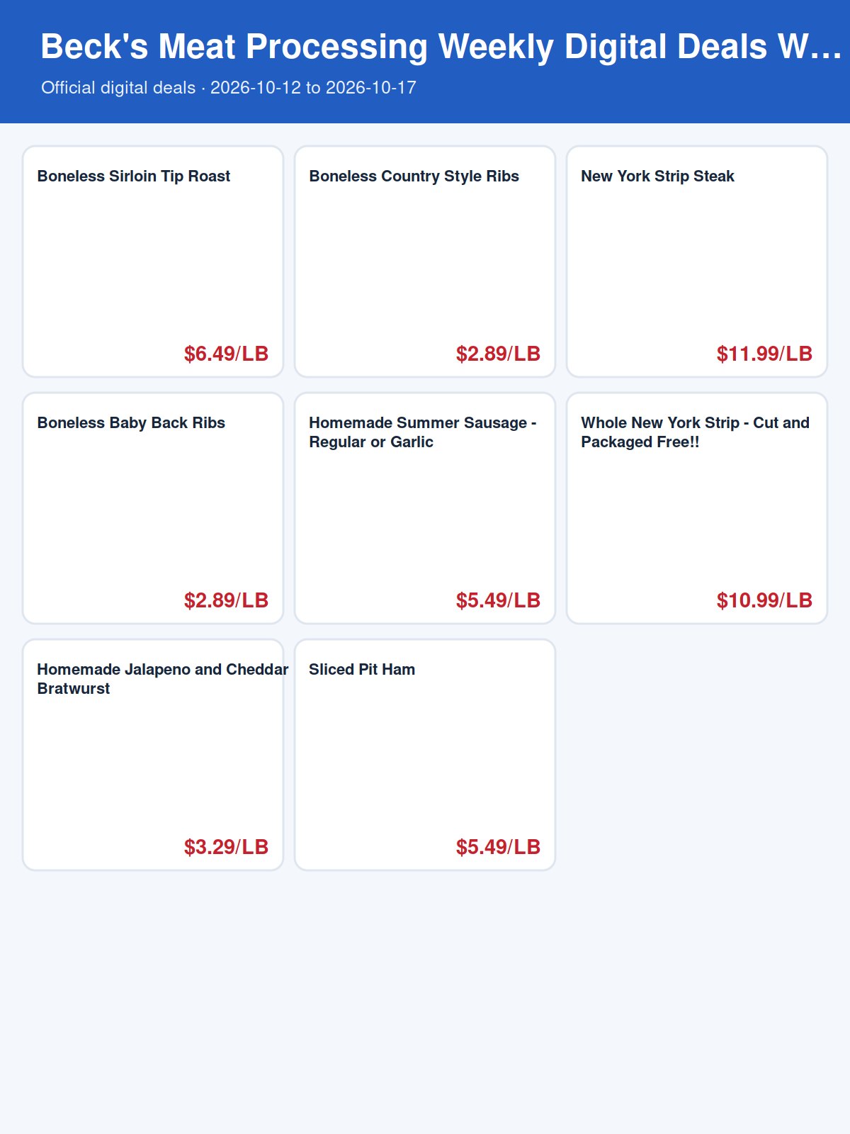 Beck's Meat Processing Weekly Digital Deals Weekly Ad October 12 - 17, 2026